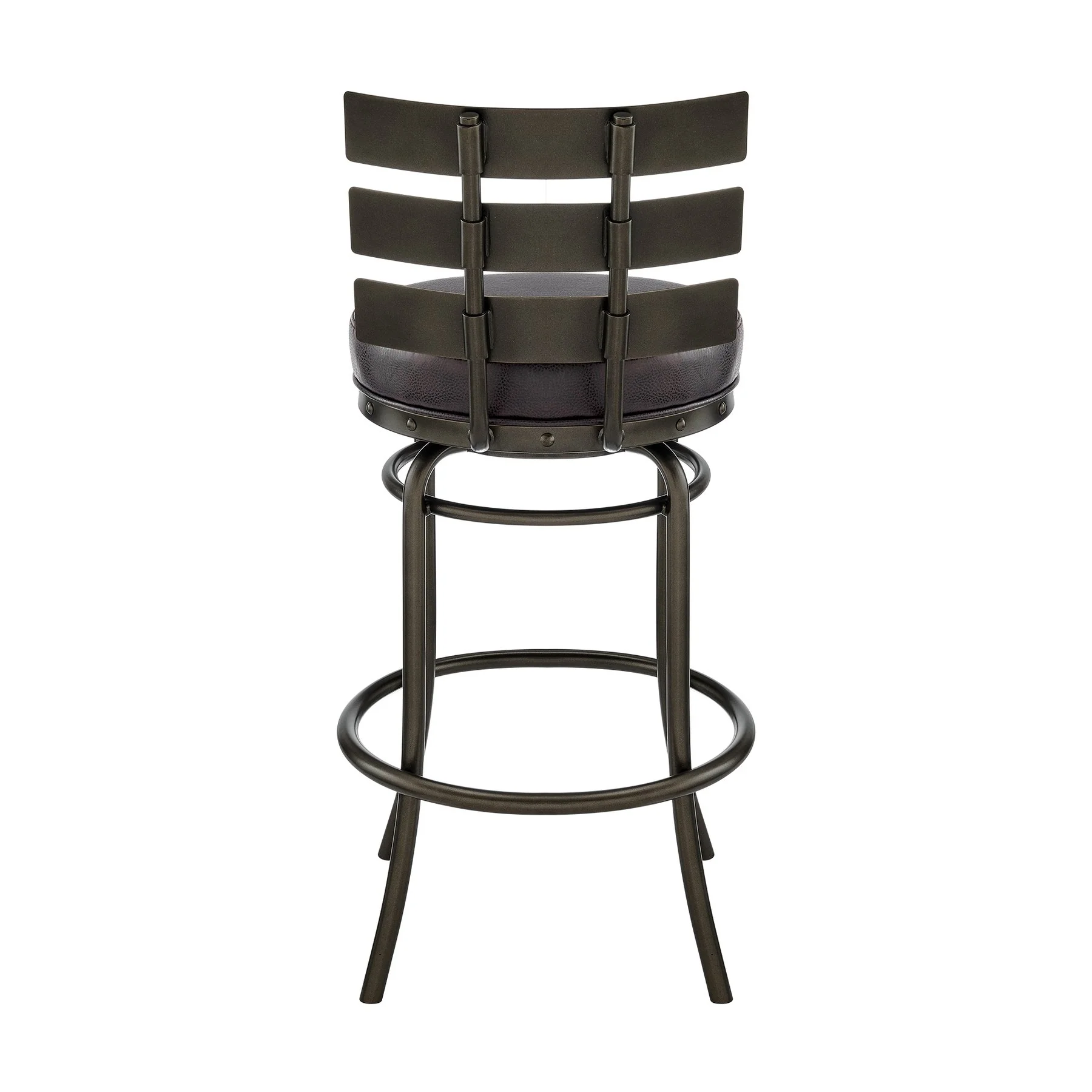 Tatyana Swivel Counter or Bar Stool in Mocha Finish with Brown Faux Leather - Image 5
