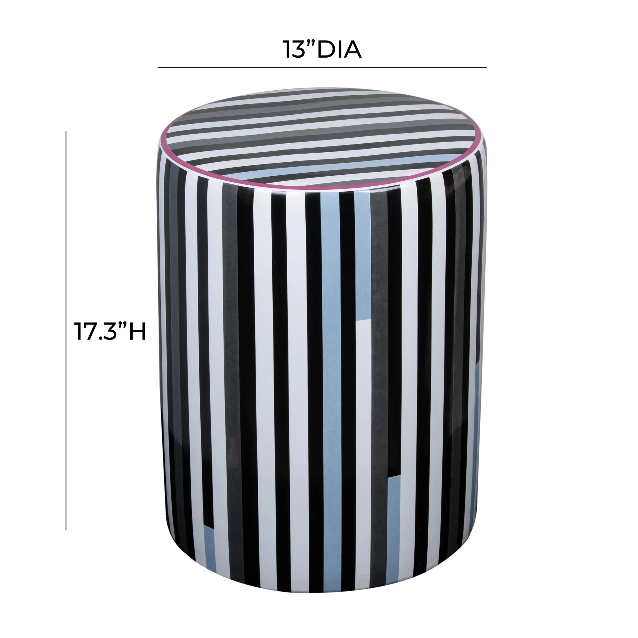 Taurus Ceramic Stool in Modern Stripes Print - Image 5