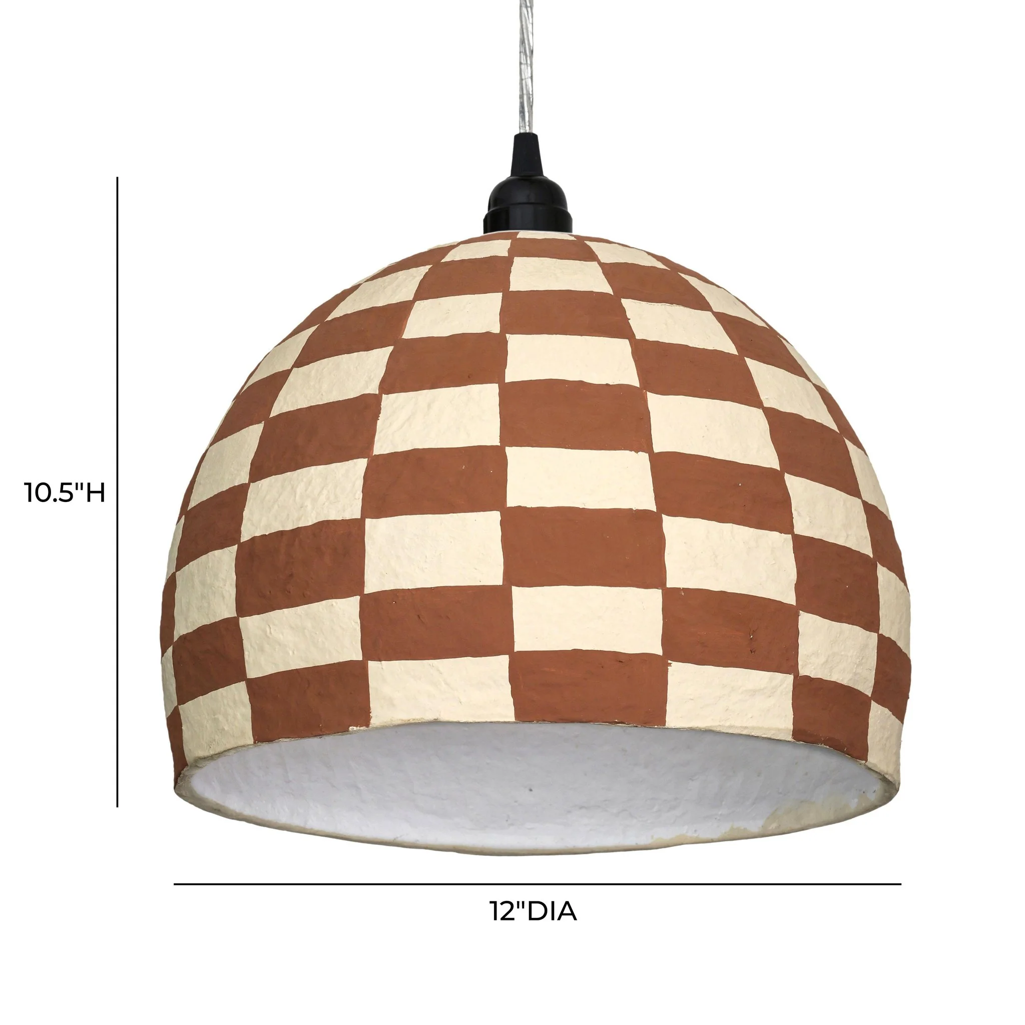 Taurus White and Terracotta Cotton Mache Pendant Lamp - Image 5