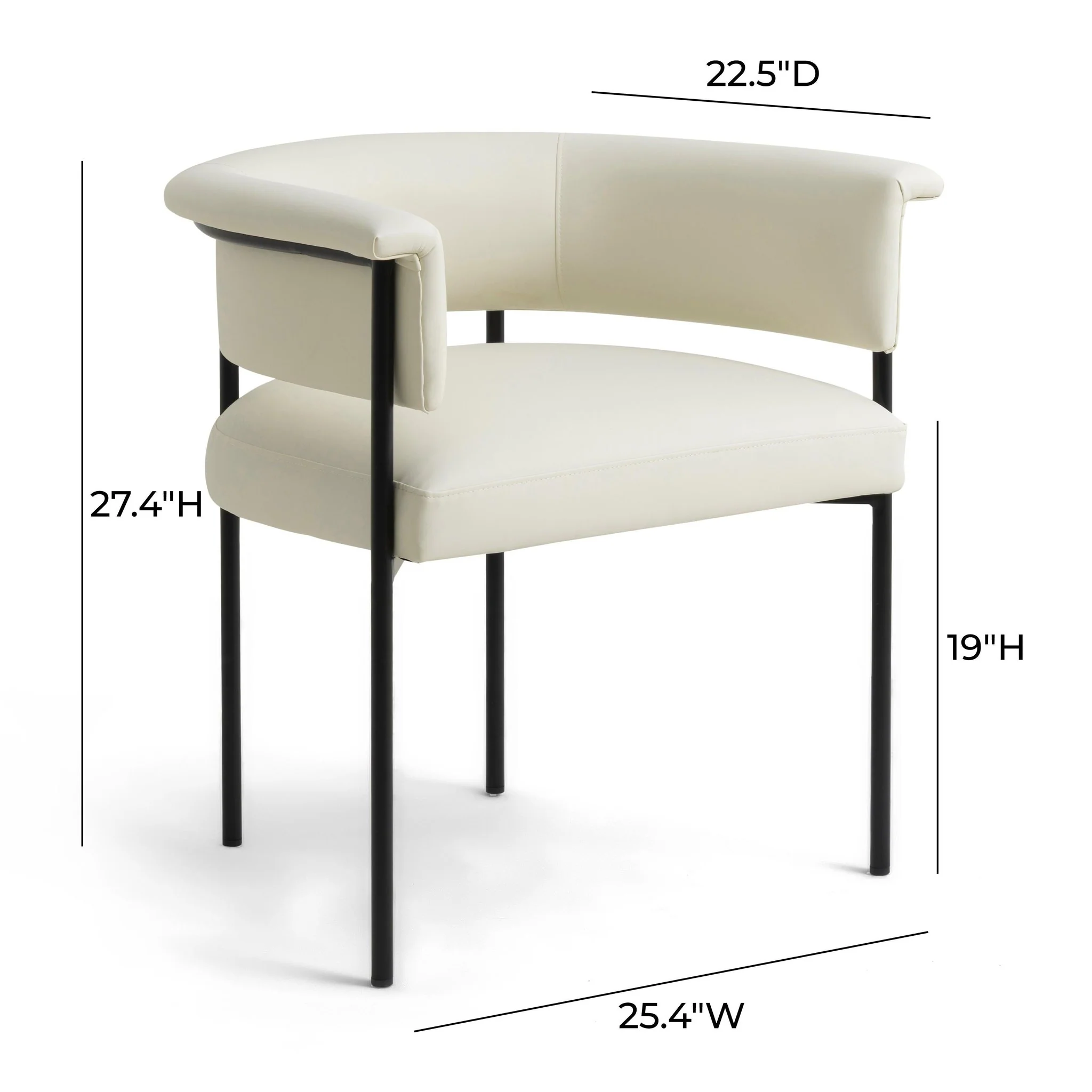 Taylor Cream Vegan Leather Dining Chair - Image 7