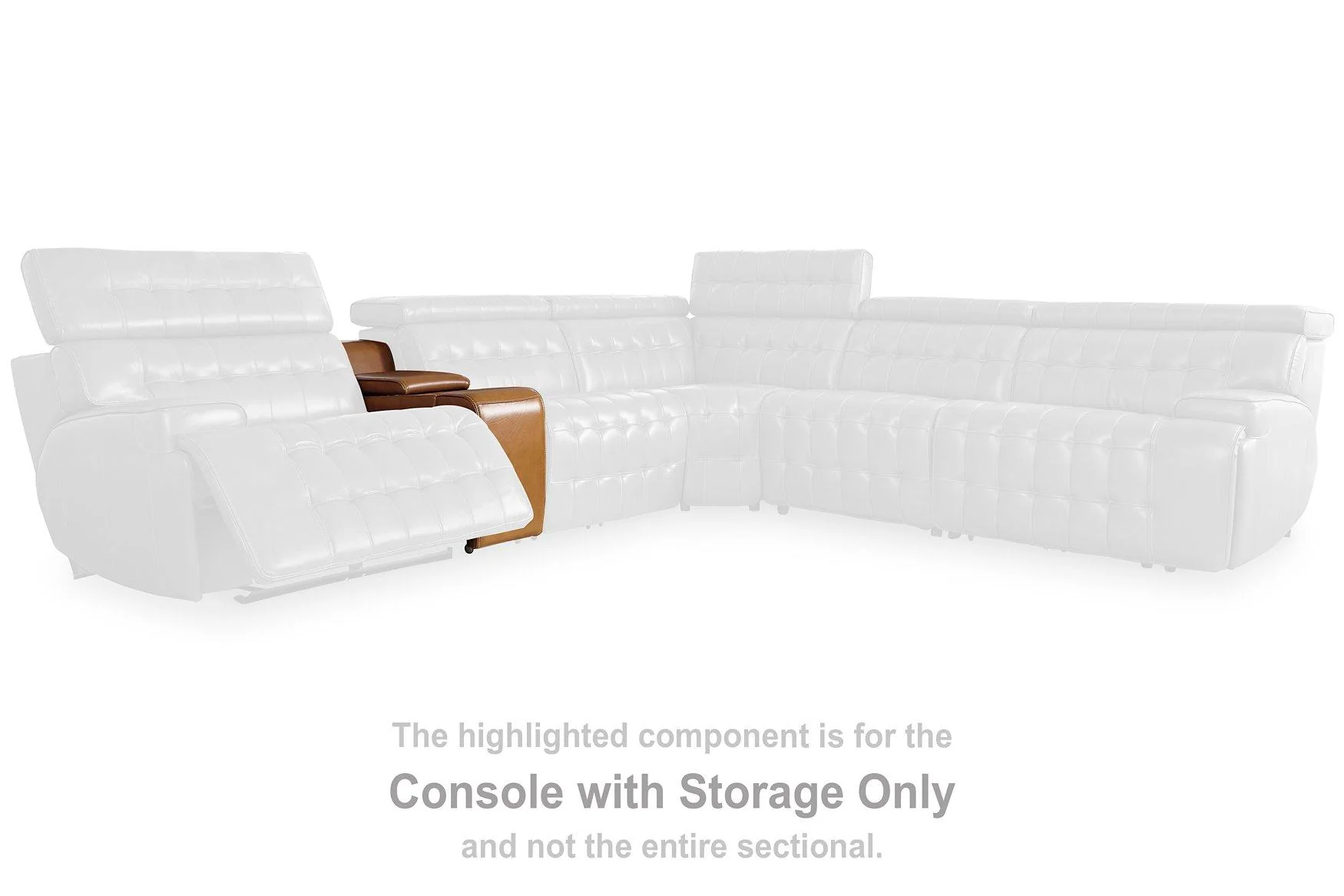 Temmpton Dual Power Leather Reclining Modular Loveseat with Console - Image 5