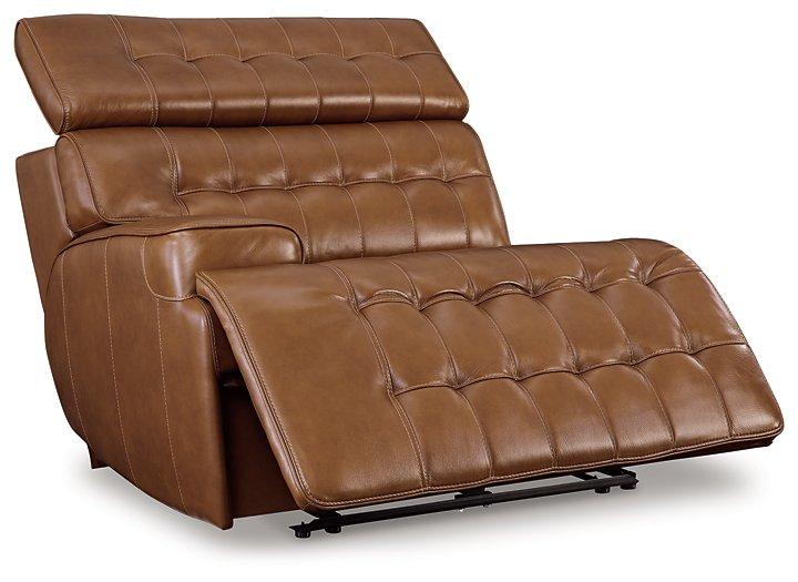 Temmpton Dual Power Leather Reclining Modular Loveseat with Console - Image 9