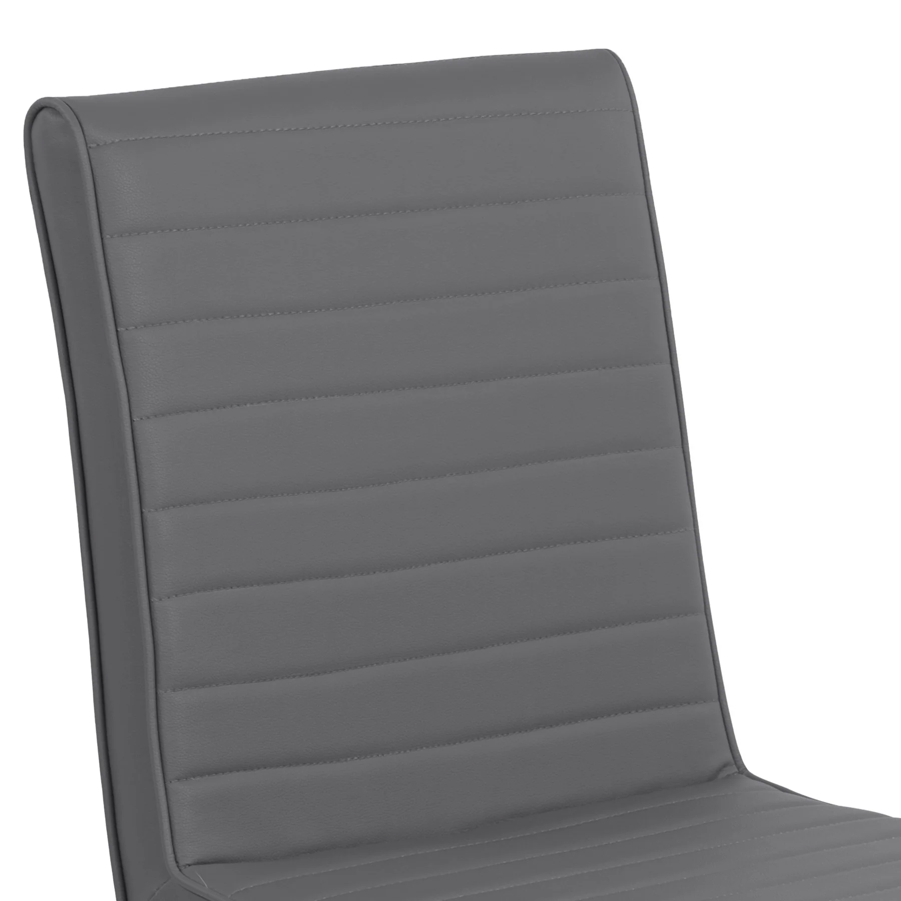 Tempe Contemporary Dining Chair in Gray Faux Leather with Brushed Stainless Steel Finish - Set of 2 - Image 4