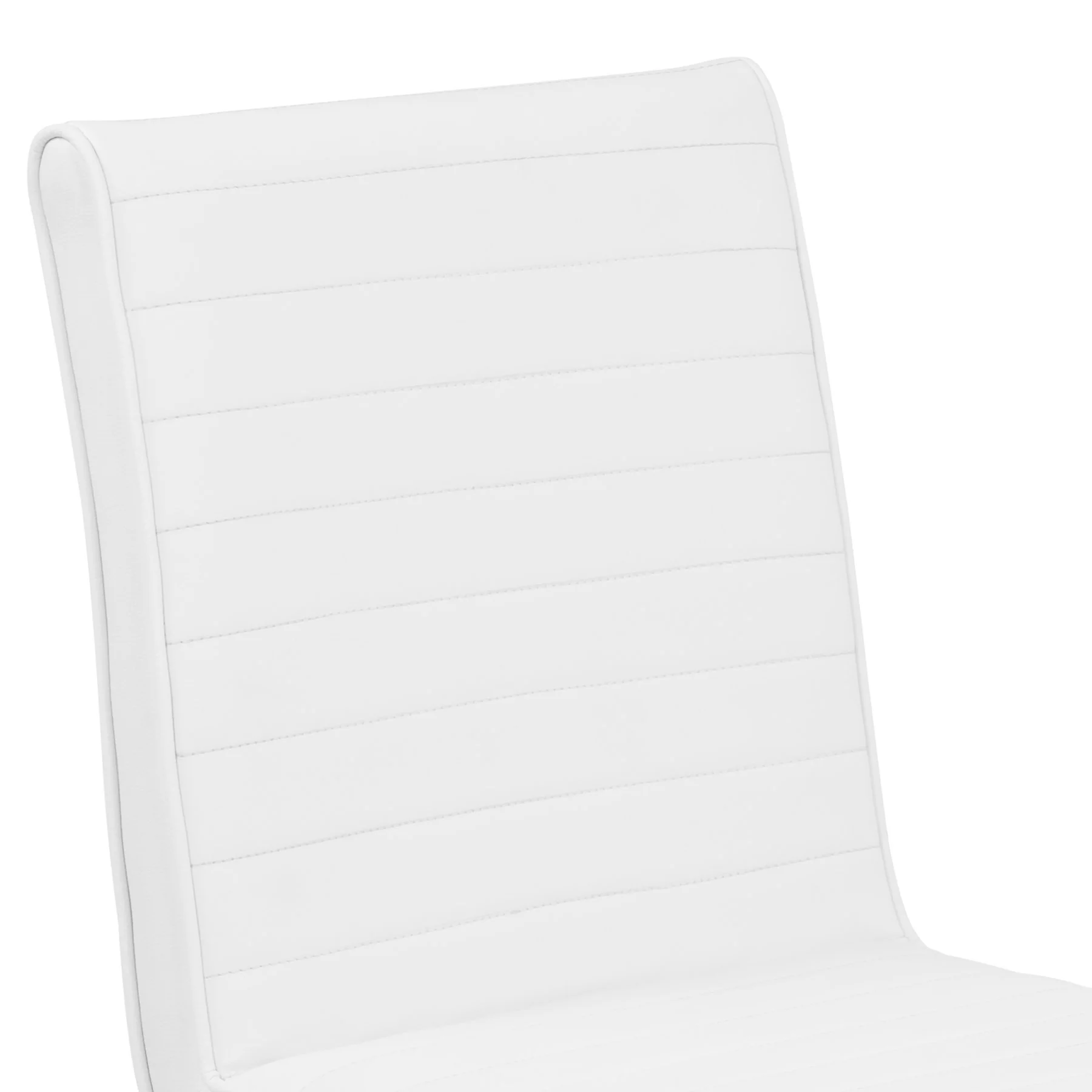 Tempe Contemporary Dining Chair in White Faux Leather with Brushed Stainless Steel Finish - Set of 2 - Image 4