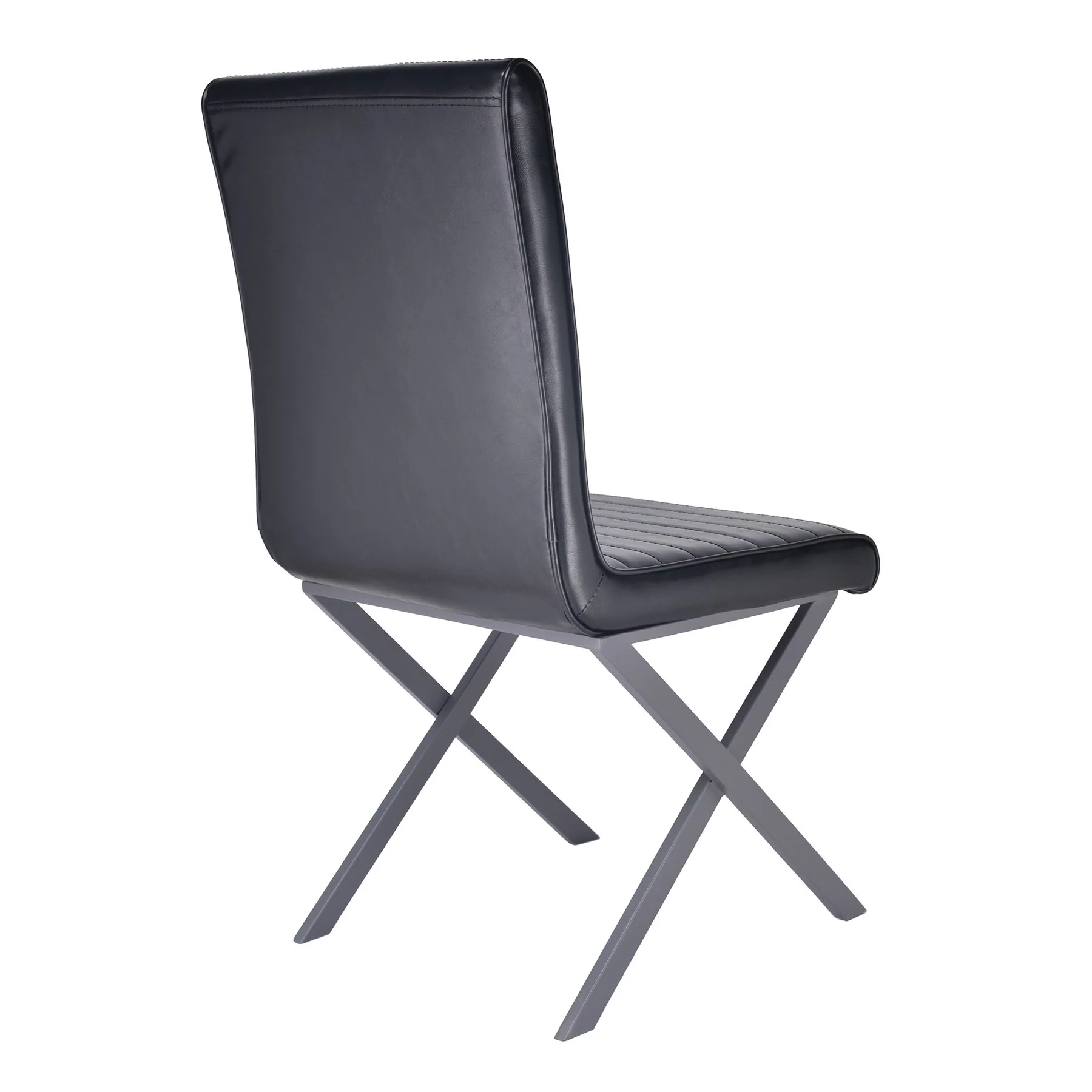 Tempe Modern Dining Chair in Gray Powder Coated finish and Vintage Black Faux Leather - Set of 2 - Image 3