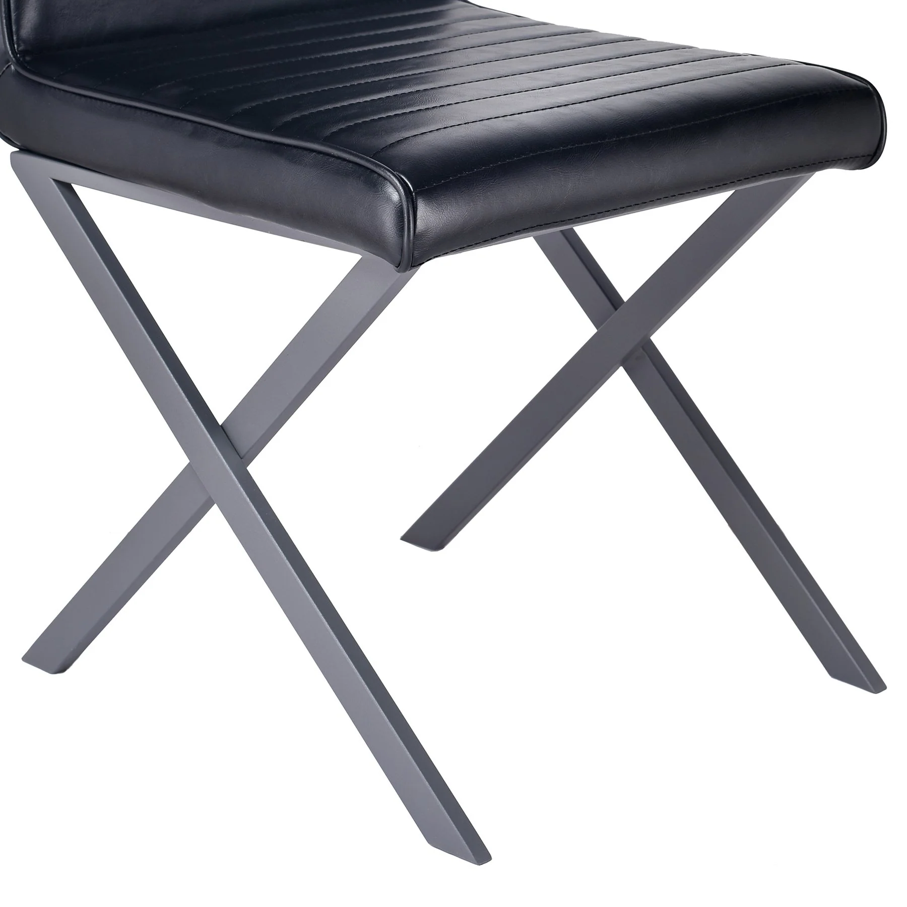 Tempe Modern Dining Chair in Gray Powder Coated finish and Vintage Black Faux Leather - Set of 2 - Image 6