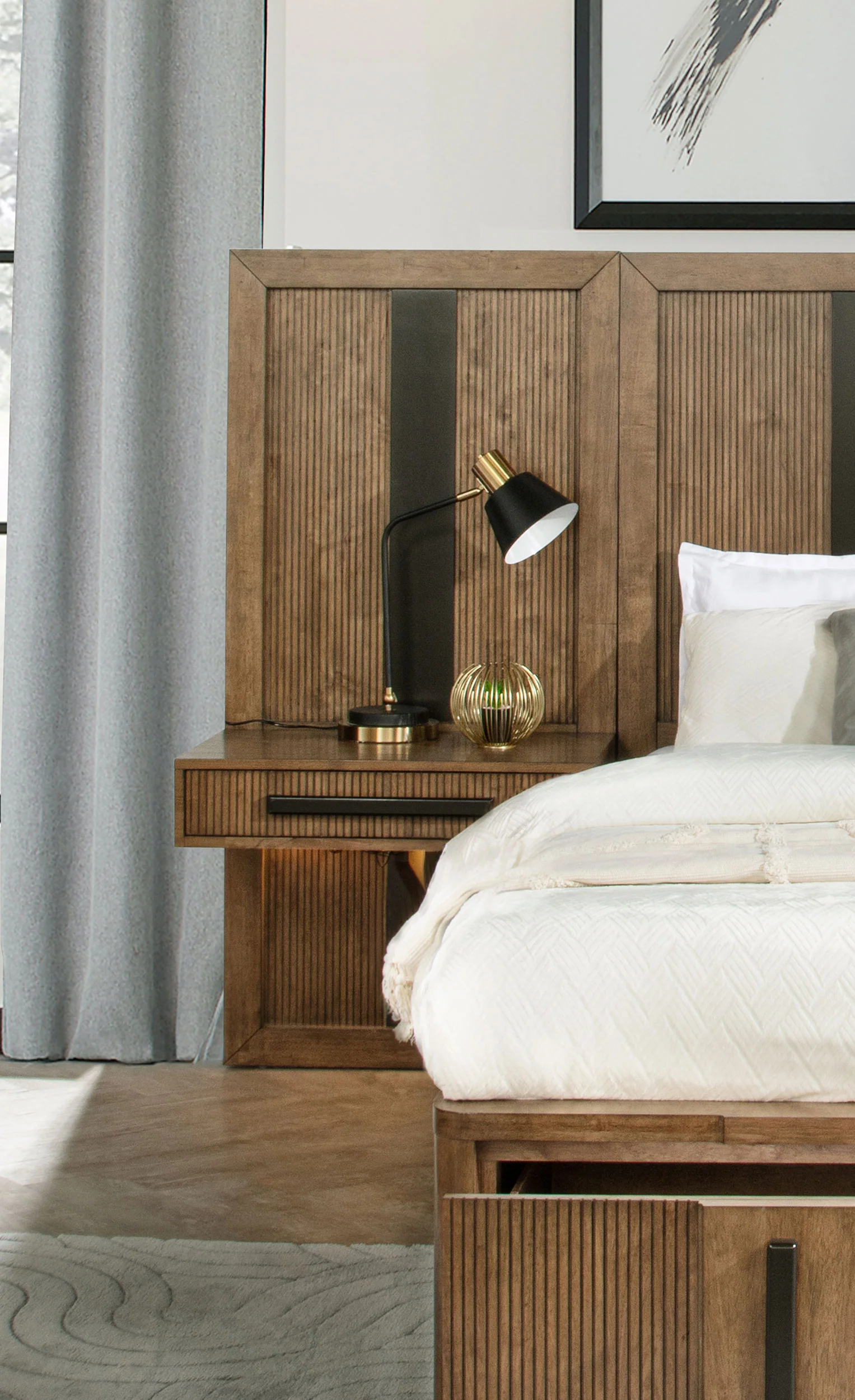 Terrace Wall Panel Platform Storage Bed with Attached Nightstands - Image 13