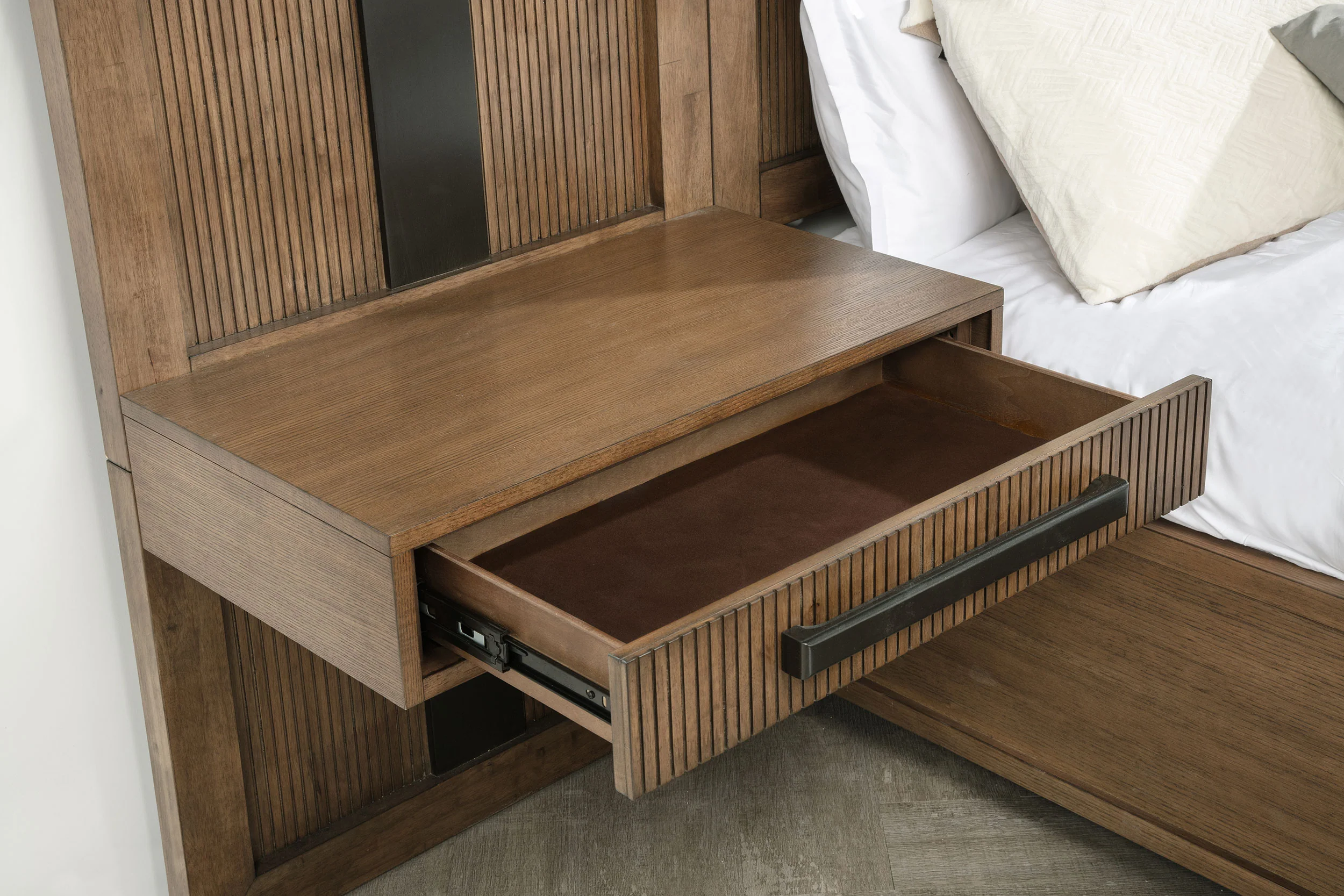 Terrace Wall Panel Platform Storage Bed with Attached Nightstands - Image 22