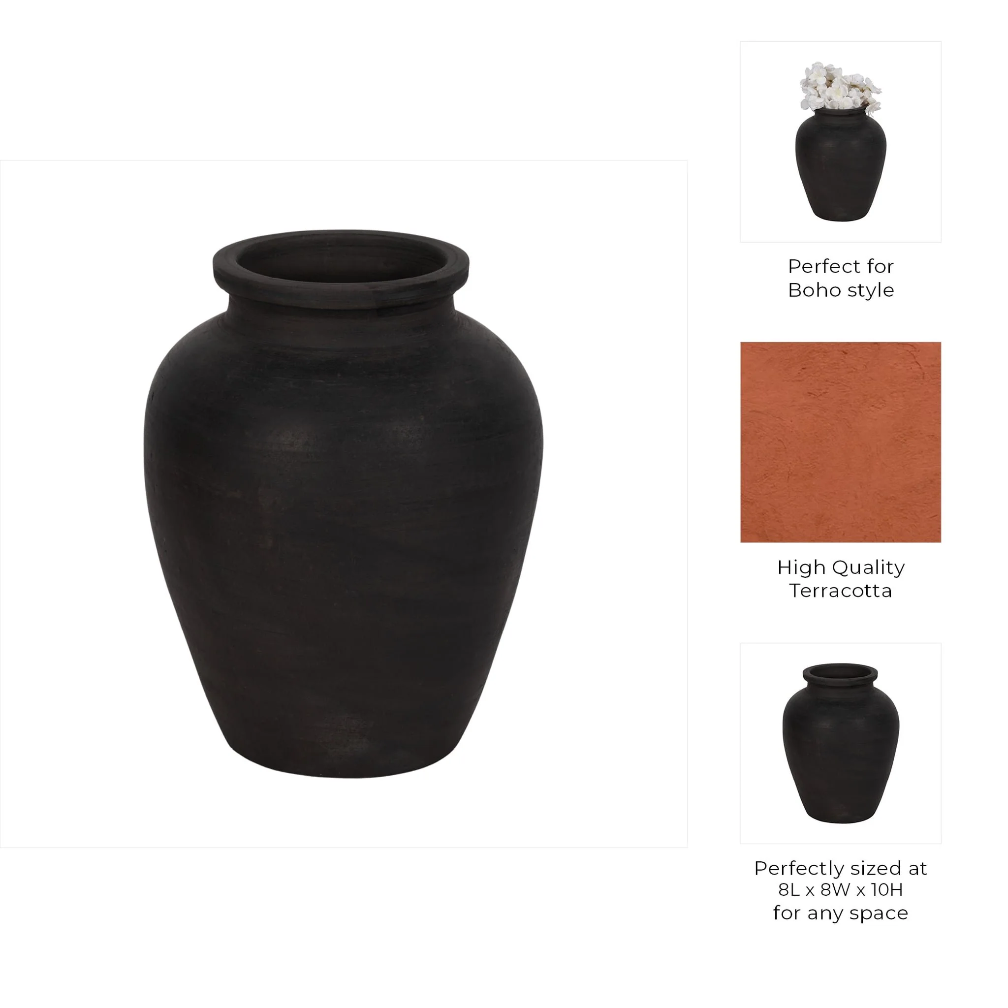 Terracotta, 10" Traditional Jug, Black - Image 8