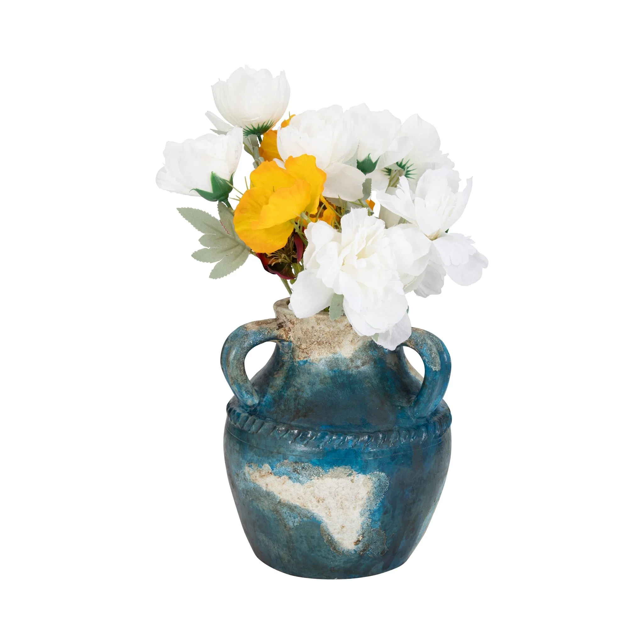 Terracotta, 10" Triple Handle Jug, Blue/ivory - Image 2