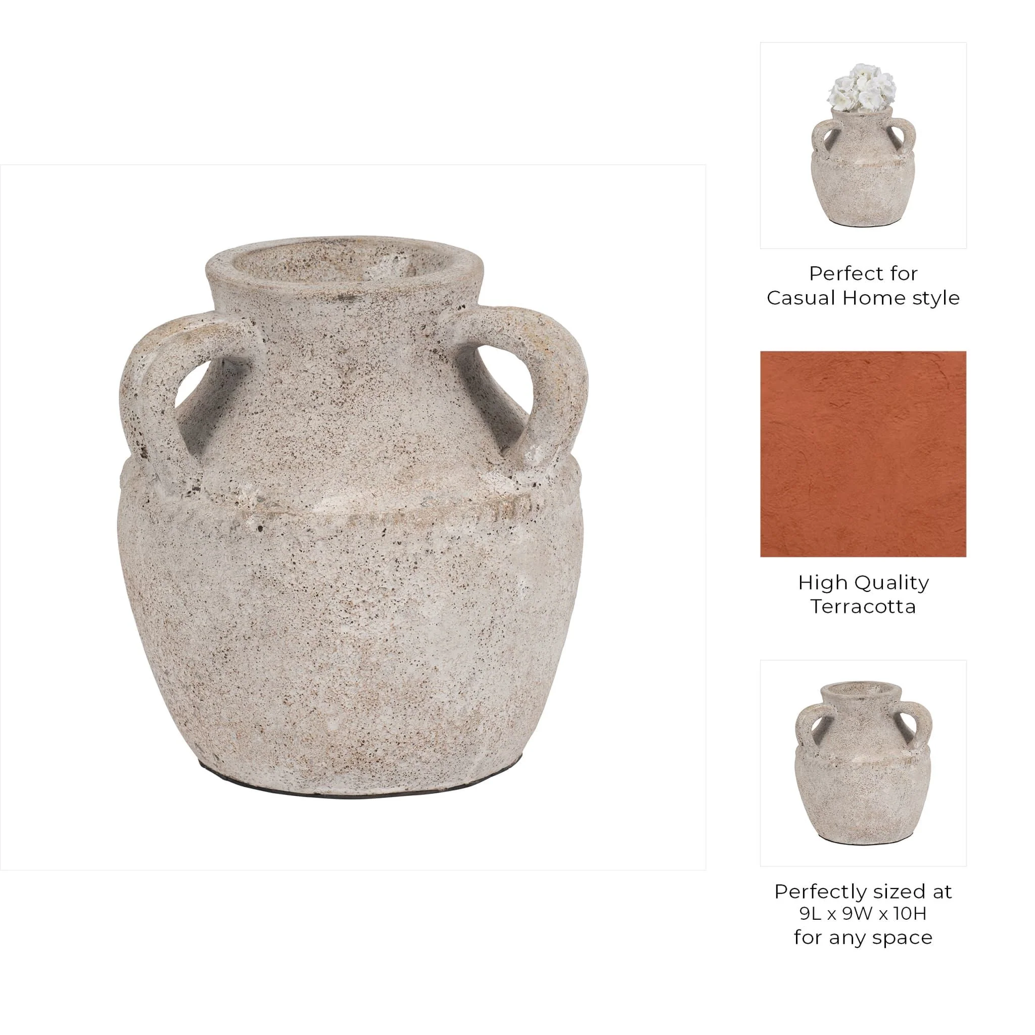 Terracotta, 10" Triple Handle Jug, Ivory - Image 8