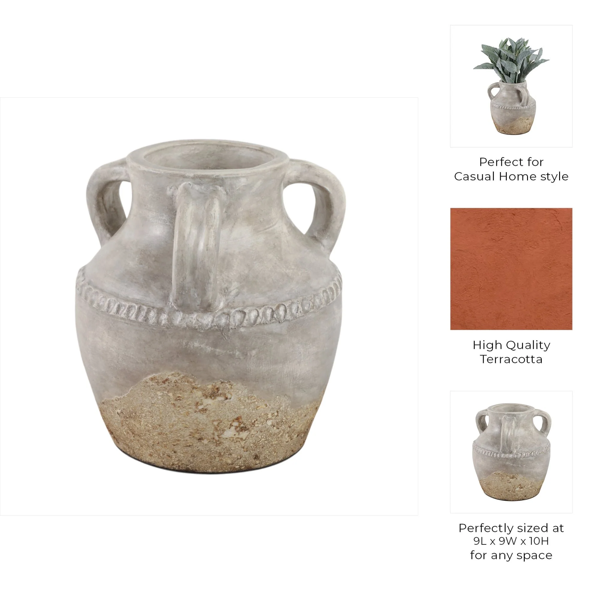 Terracotta, 10" Triple Handle Jug, Reactive Glaze - Image 9