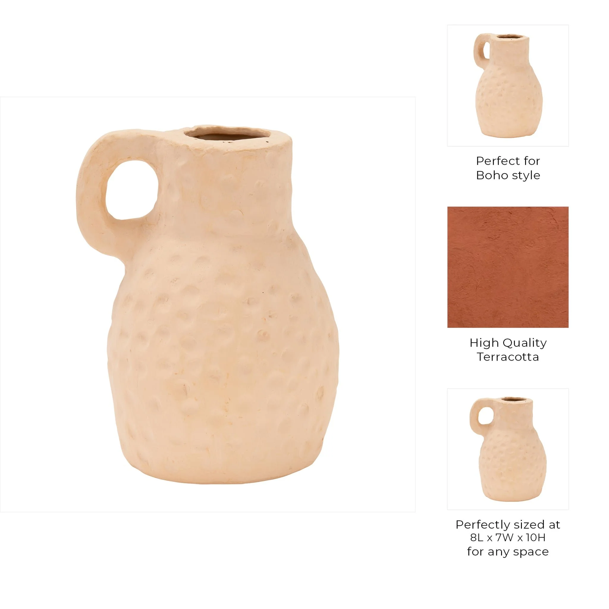 Terracotta 10"h, Texture Vase - Image 9