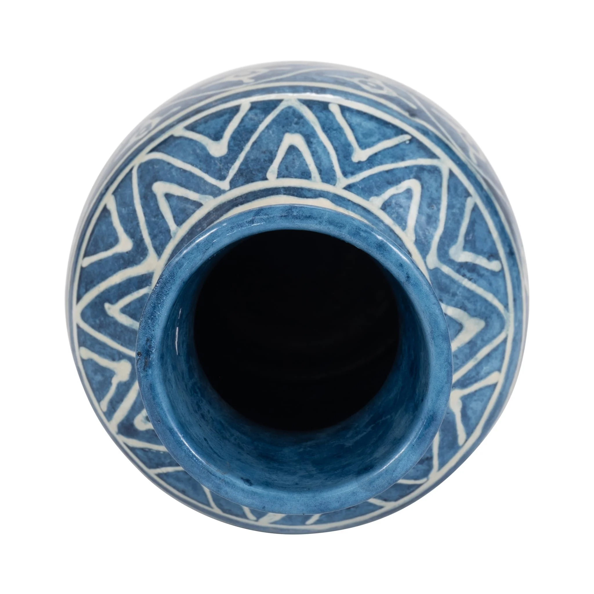 Terracotta,10"h Vase, Blue - Image 5