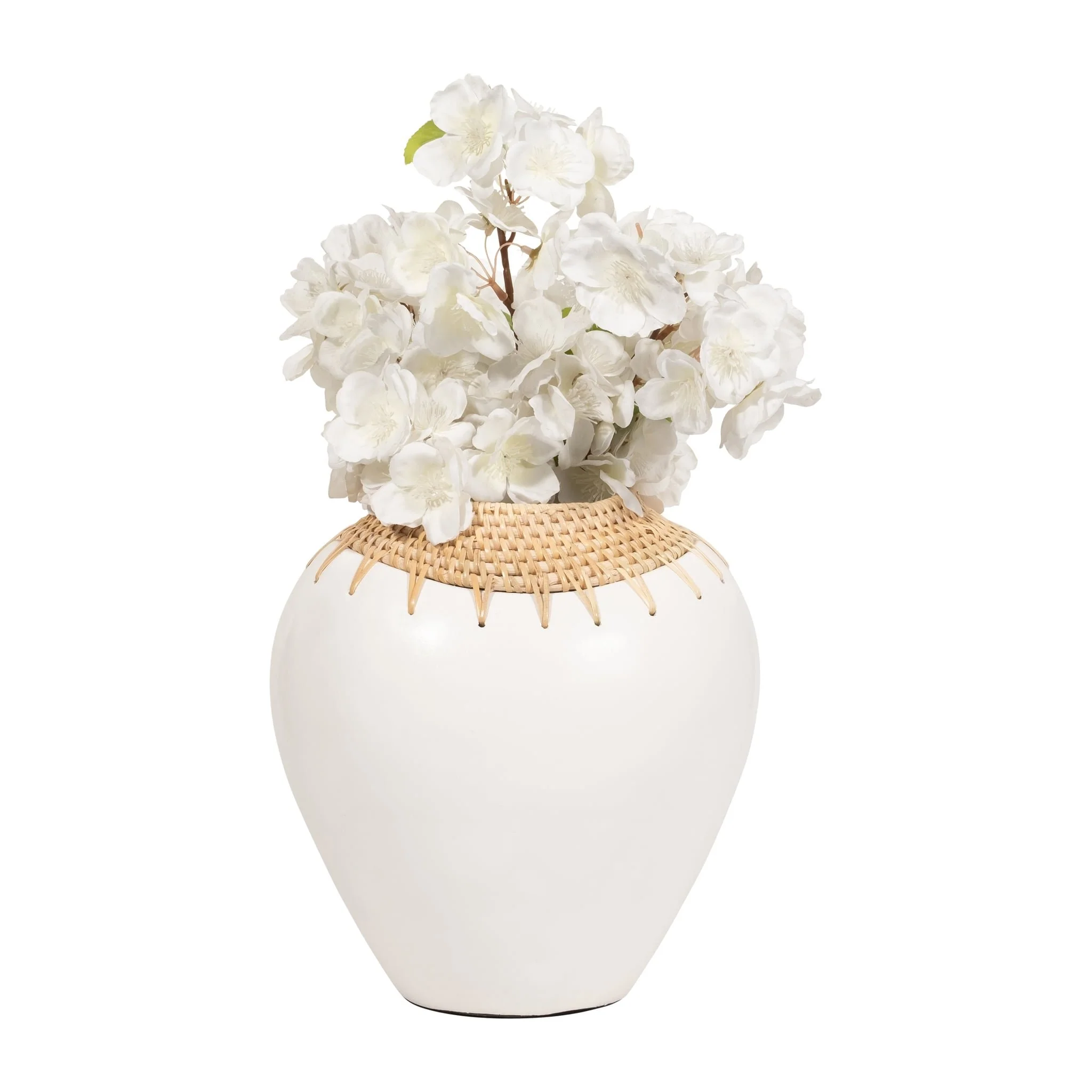Terracotta, 10"h Vase, White/brown - Image 5