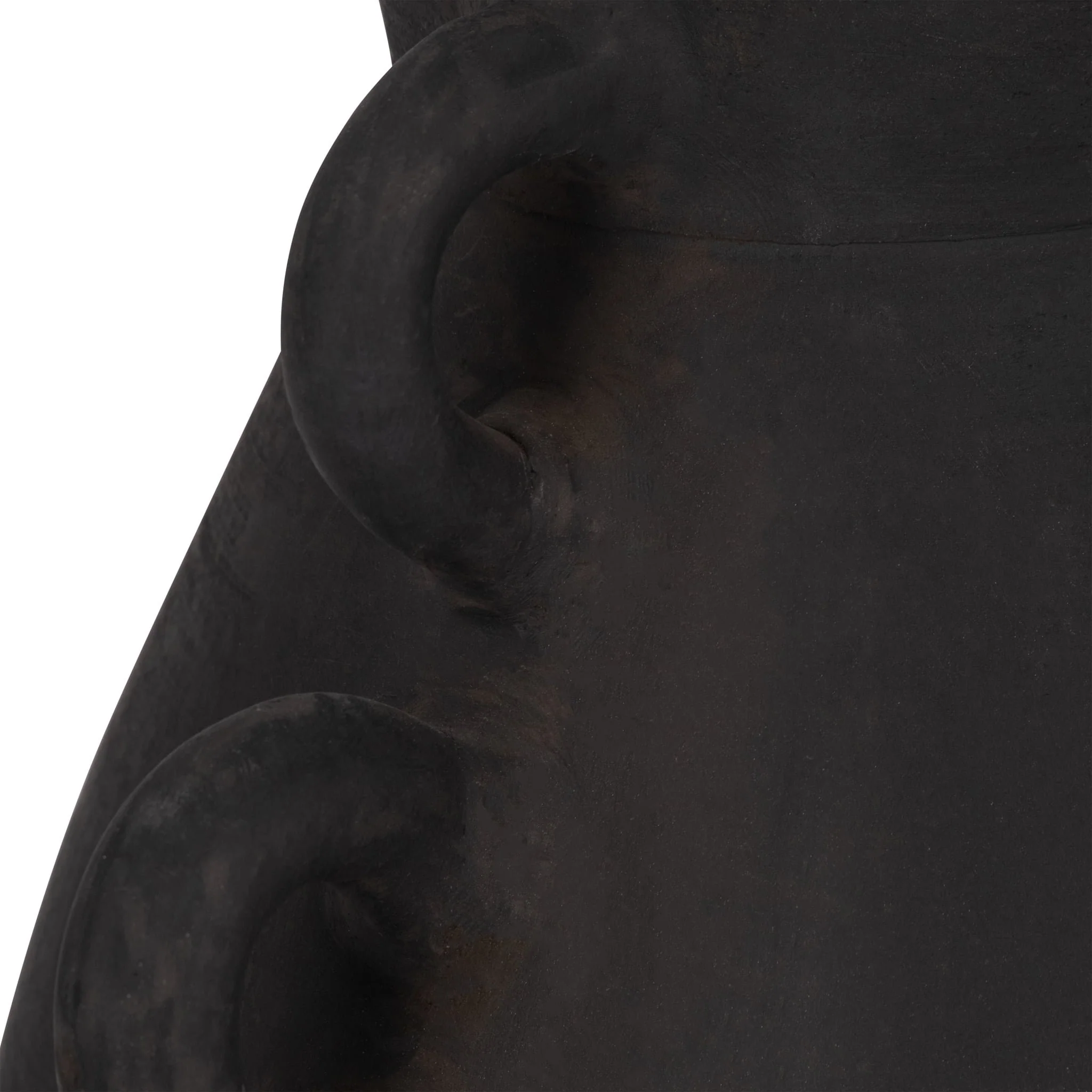 Terracotta, 12" Vase With 4 Handles, Black - Image 5