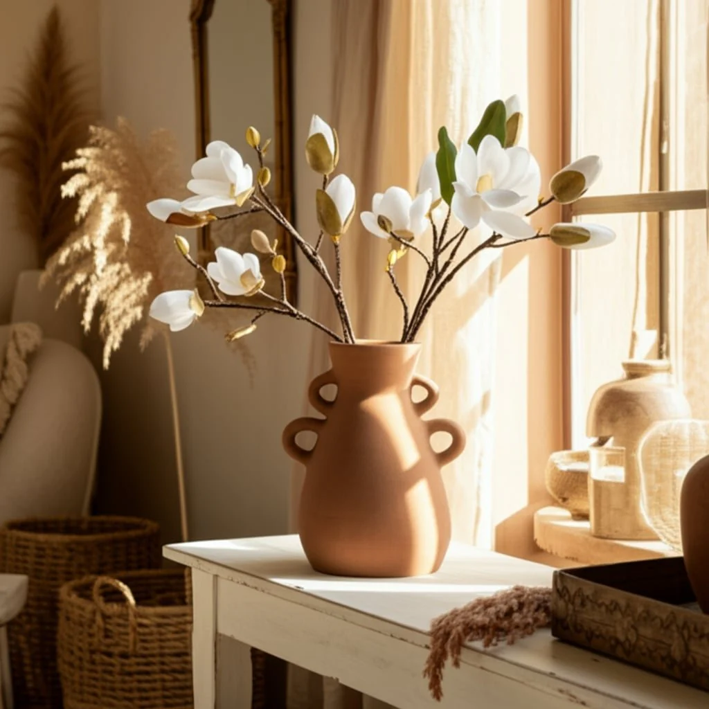 Terracotta, 12" Vase With 4 Handles, Natural - Image 10