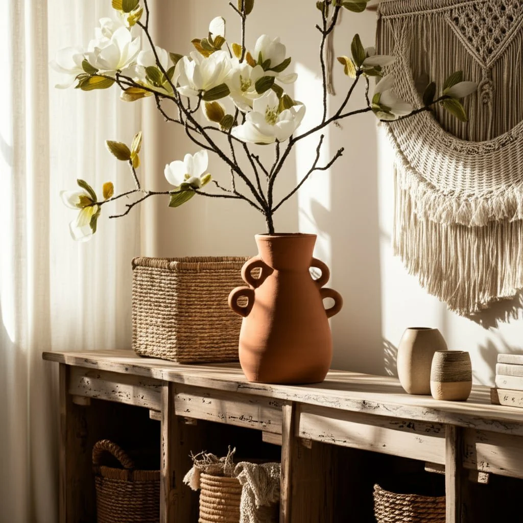 Terracotta, 12" Vase With 4 Handles, Natural - Image 11