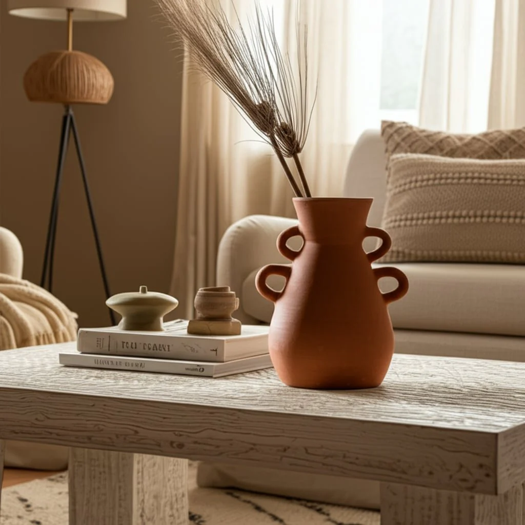 Terracotta, 12" Vase With 4 Handles, Natural - Image 13