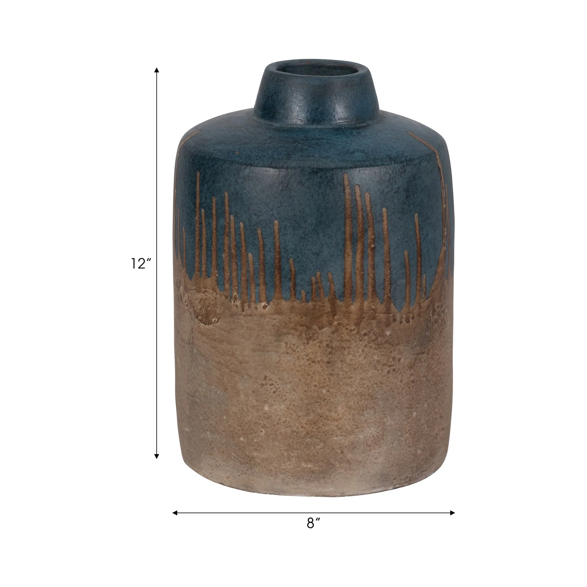 Terracotta, 12"h 2-tone Vase, Blue/ivory - Image 8