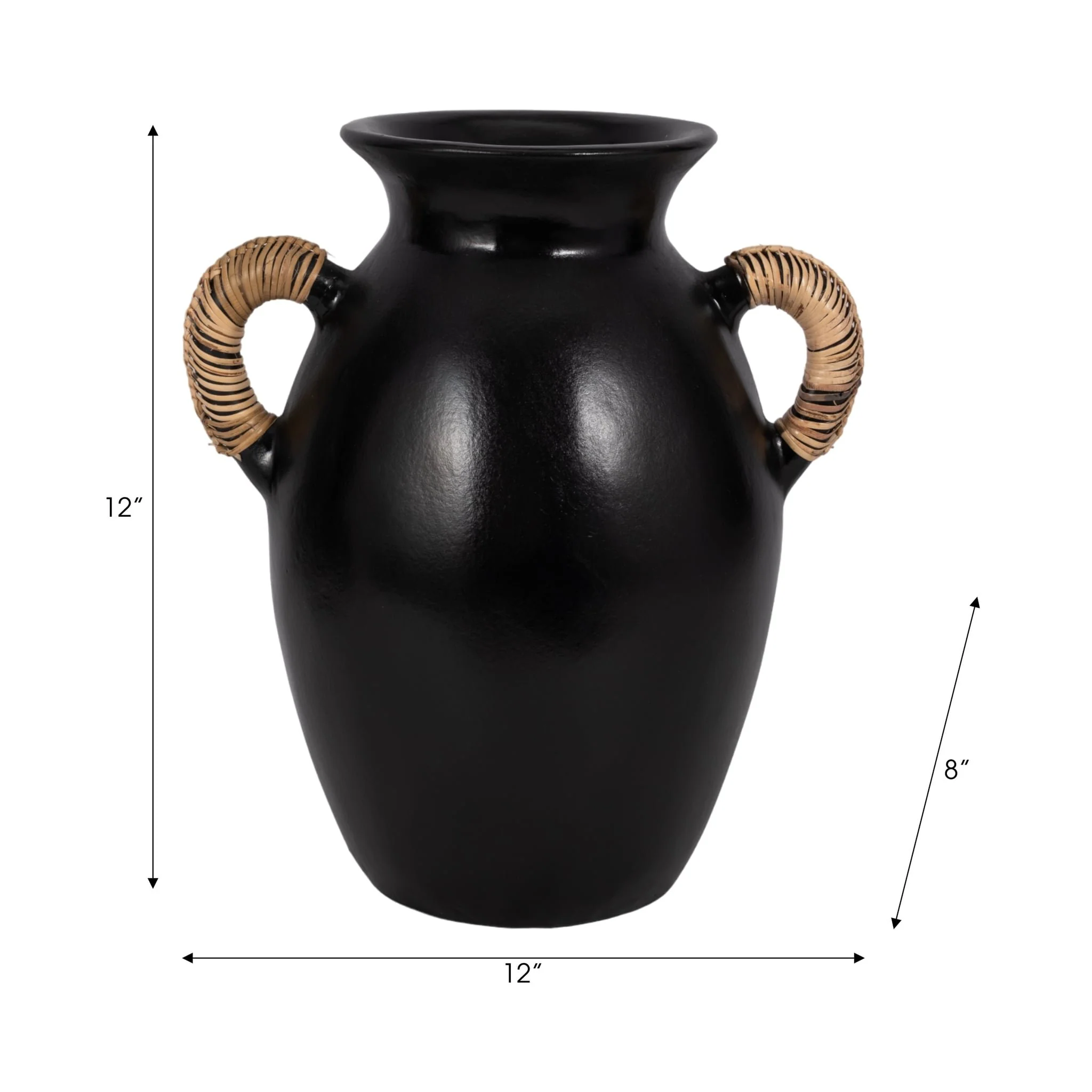 Terracotta, 12"h Eared Vase, Black - Image 9