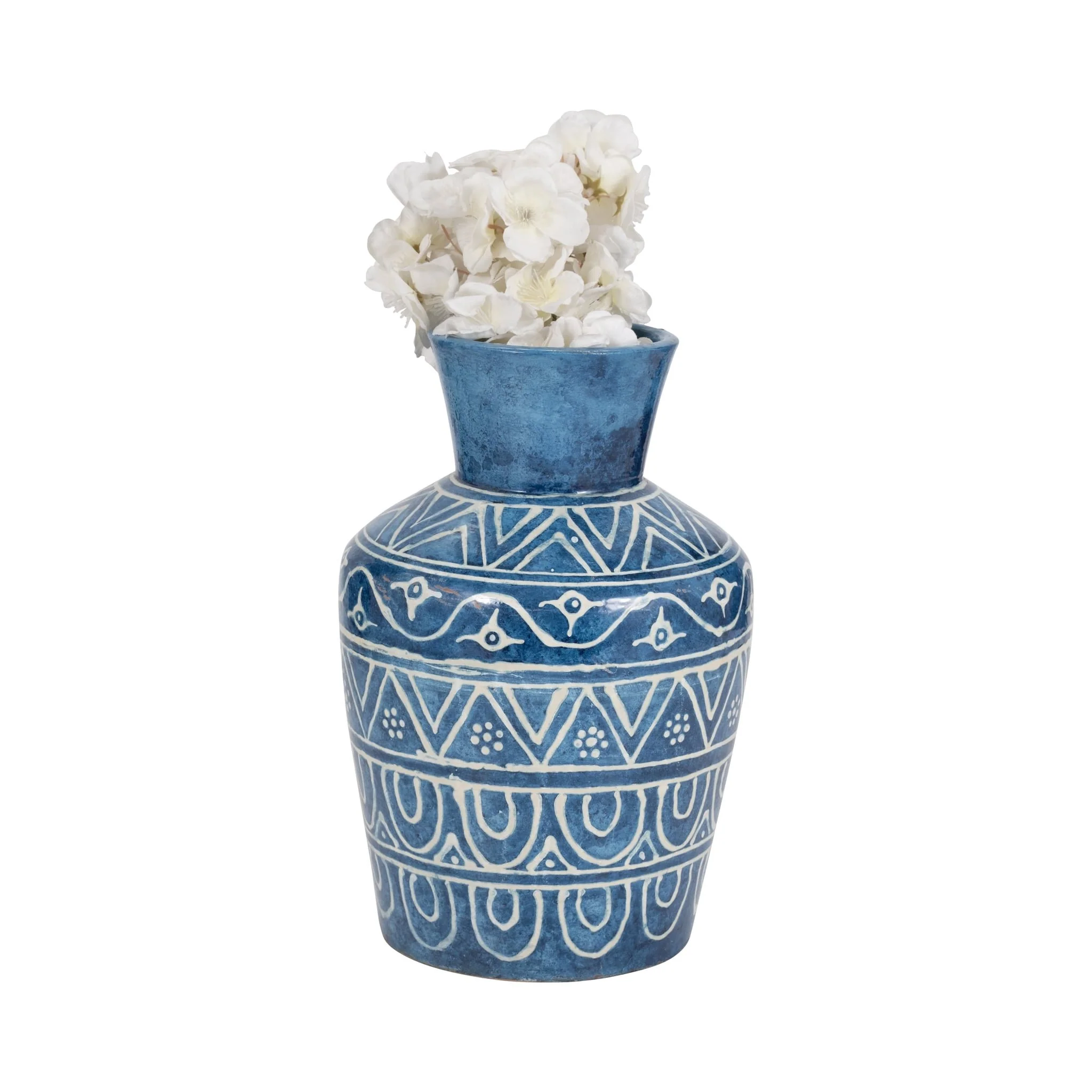 Terracotta, 12"h Vase, Blue - Image 2