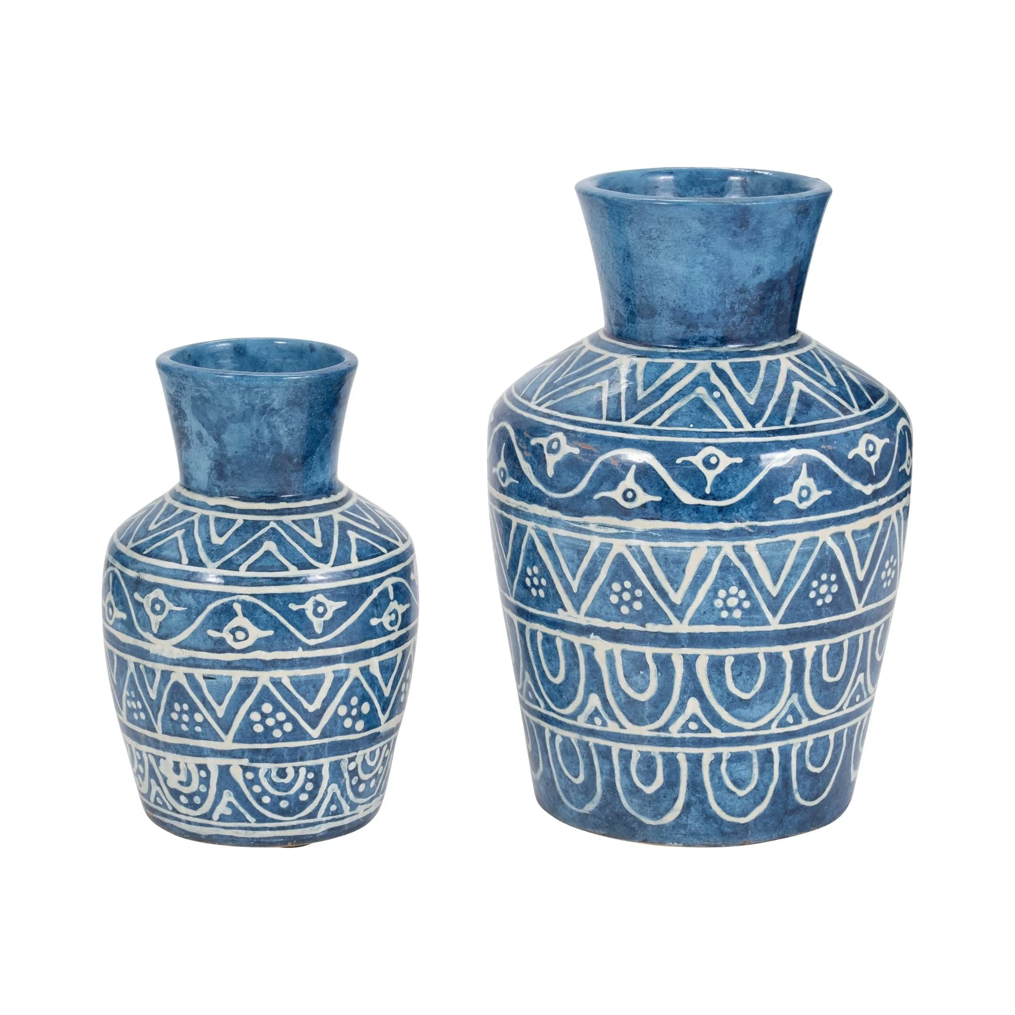 Terracotta, 12"h Vase, Blue - Image 7