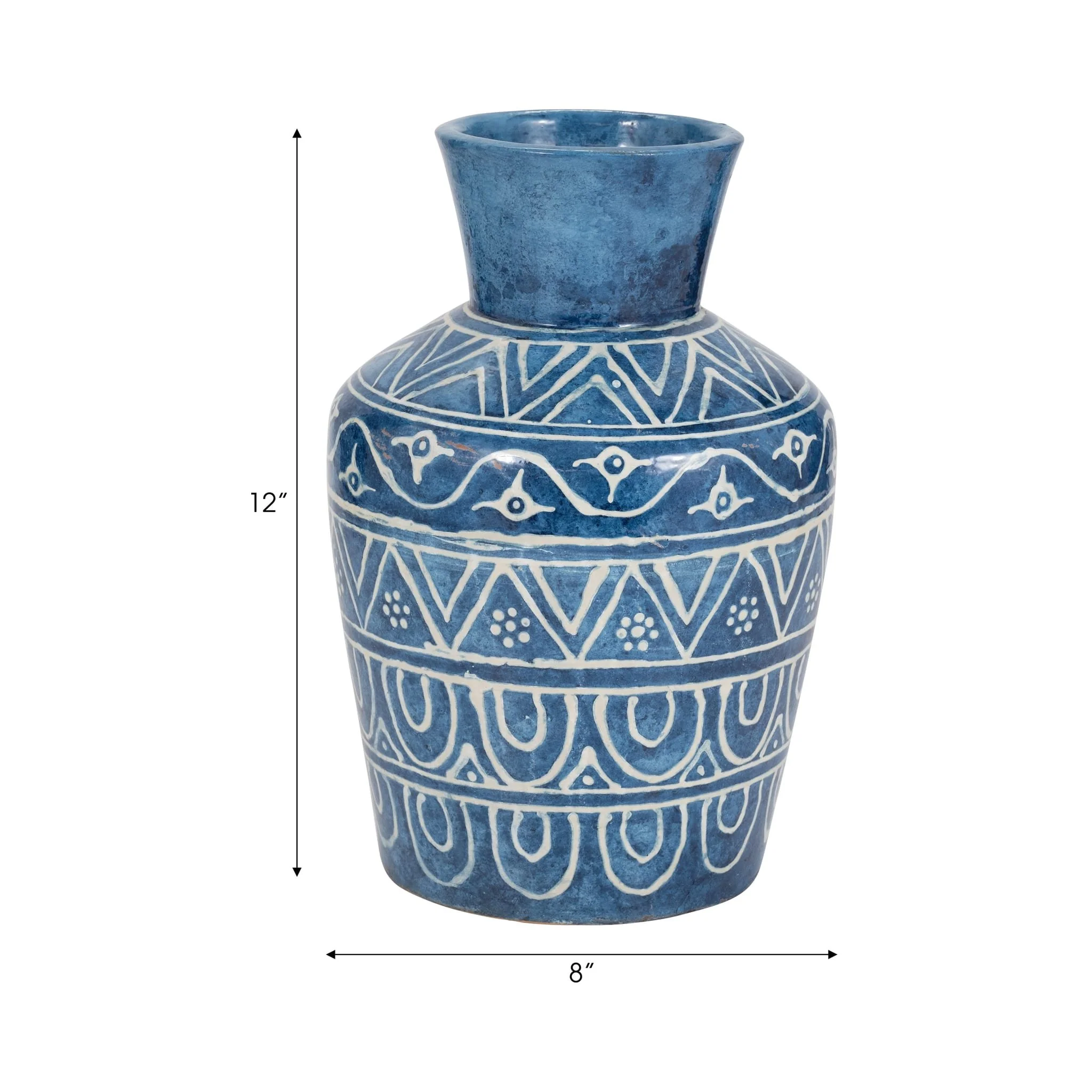 Terracotta, 12"h Vase, Blue - Image 8