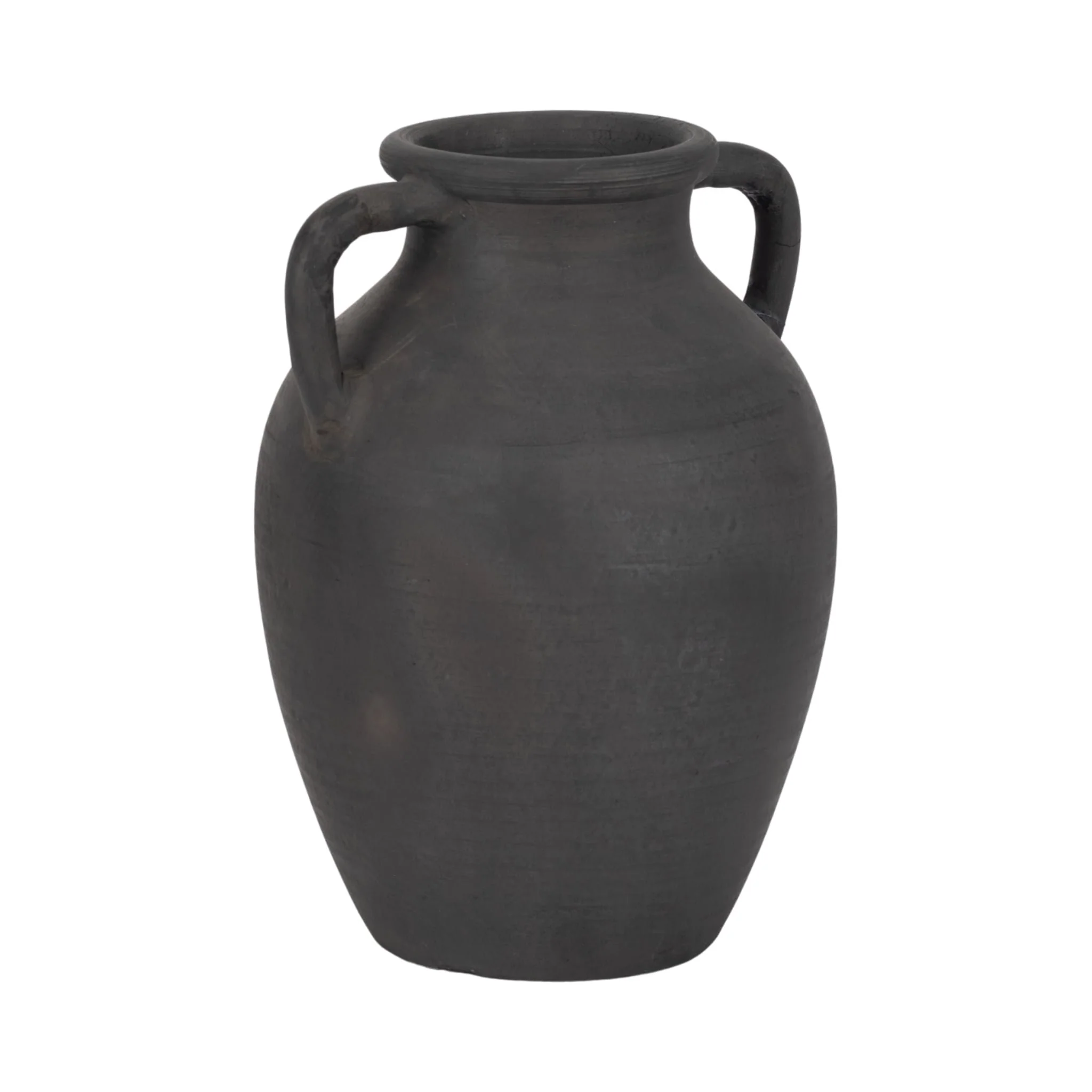 Terracotta, 13" Vase With Handles, Black - Image 3