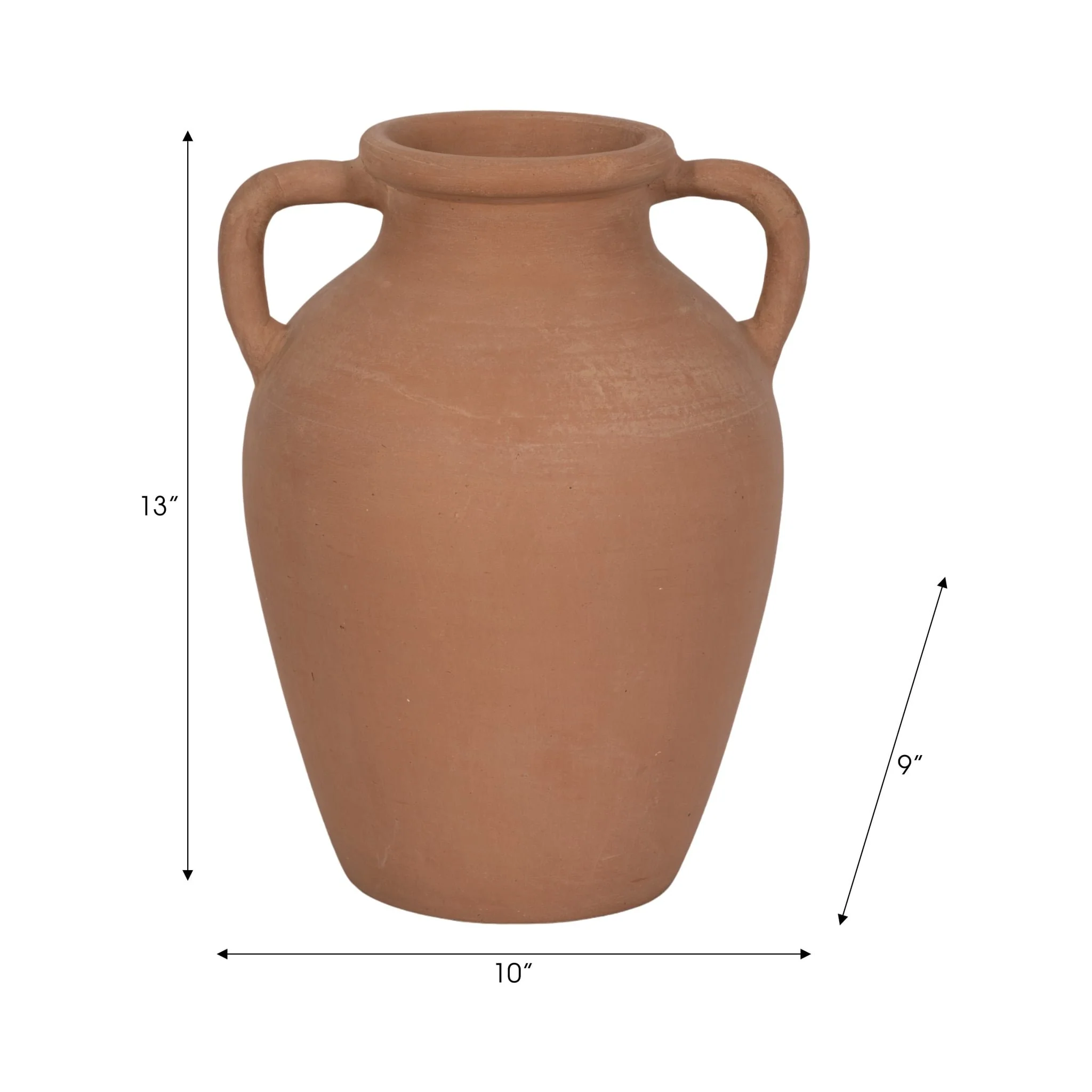 Terracotta, 13" Vase With Handles, Natural - Image 8