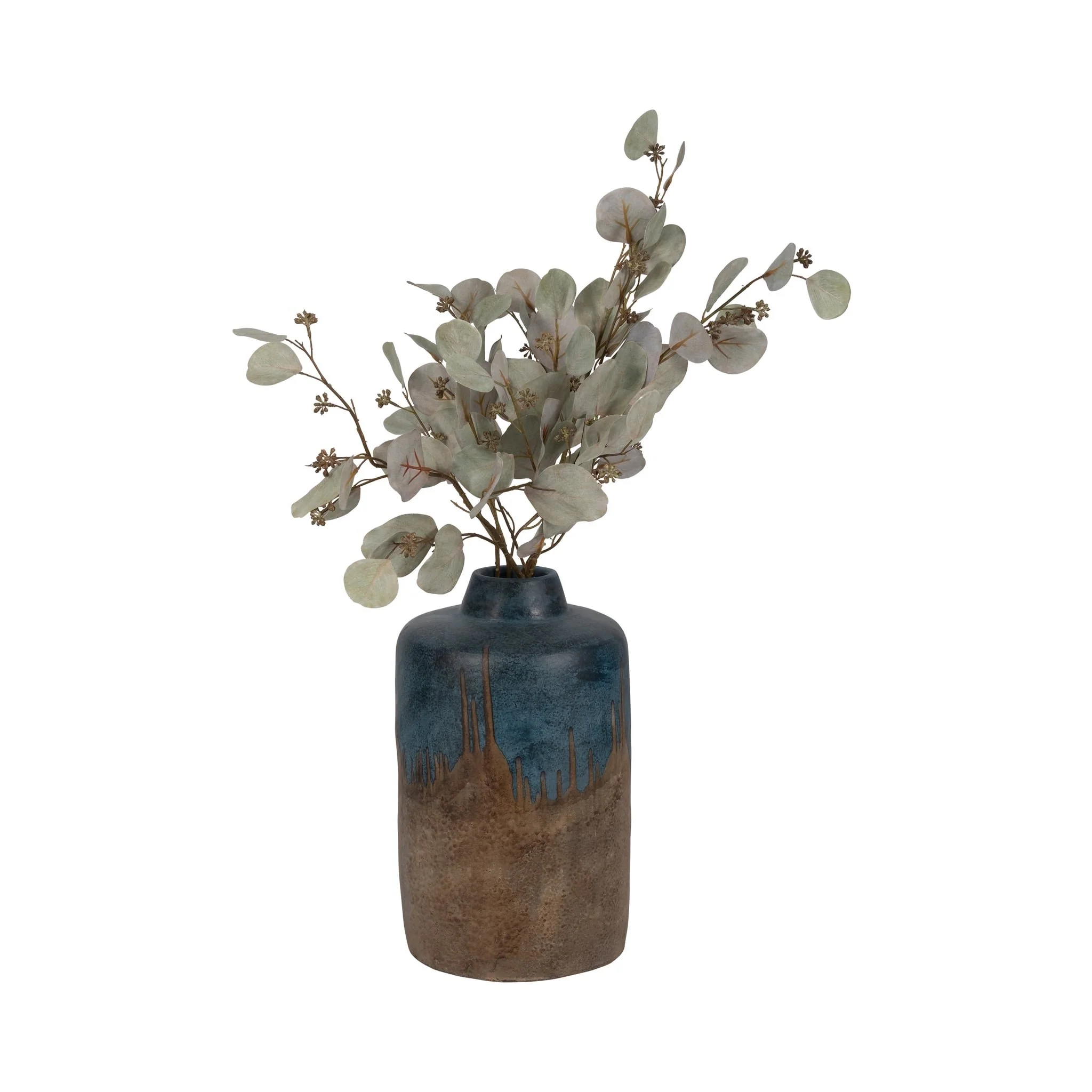 Terracotta, 14"h 2-tone Vase, Blue/ivory - Image 2