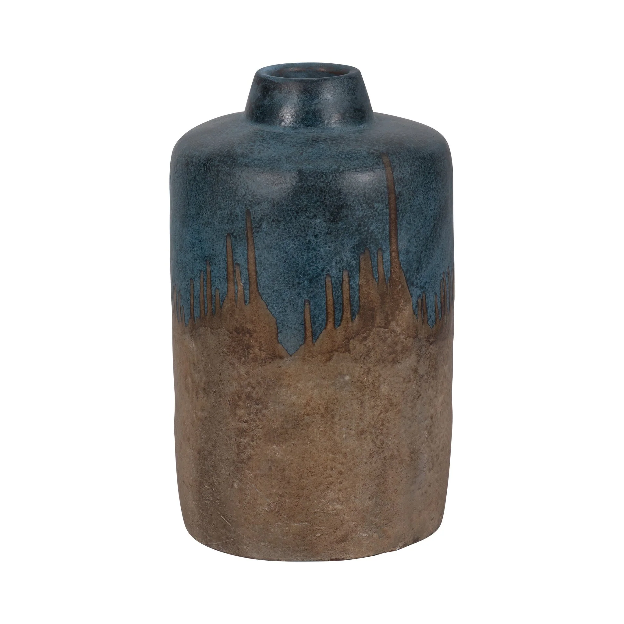 Terracotta, 14"h 2-tone Vase, Blue/ivory - Image 3