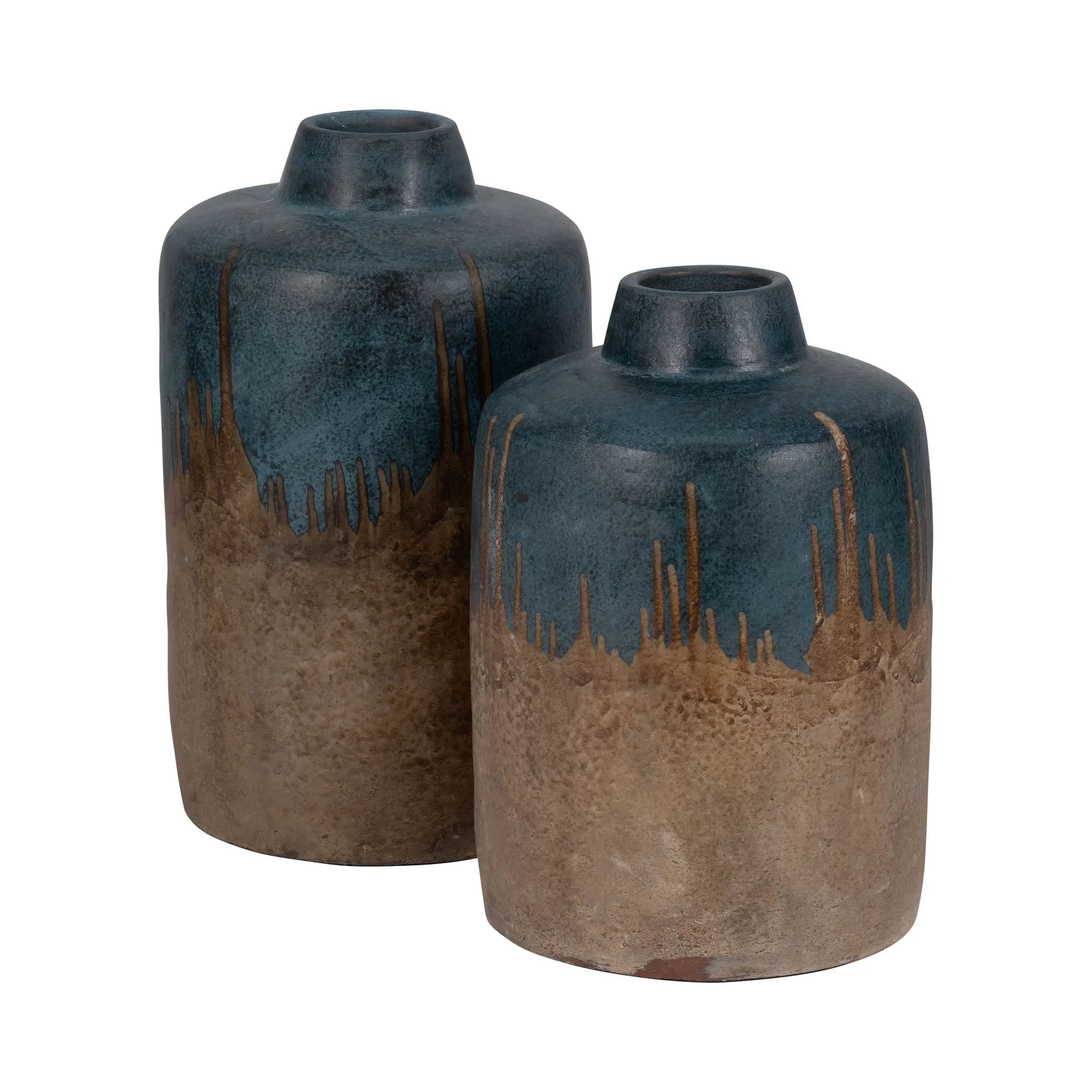 Terracotta, 14"h 2-tone Vase, Blue/ivory - Image 7