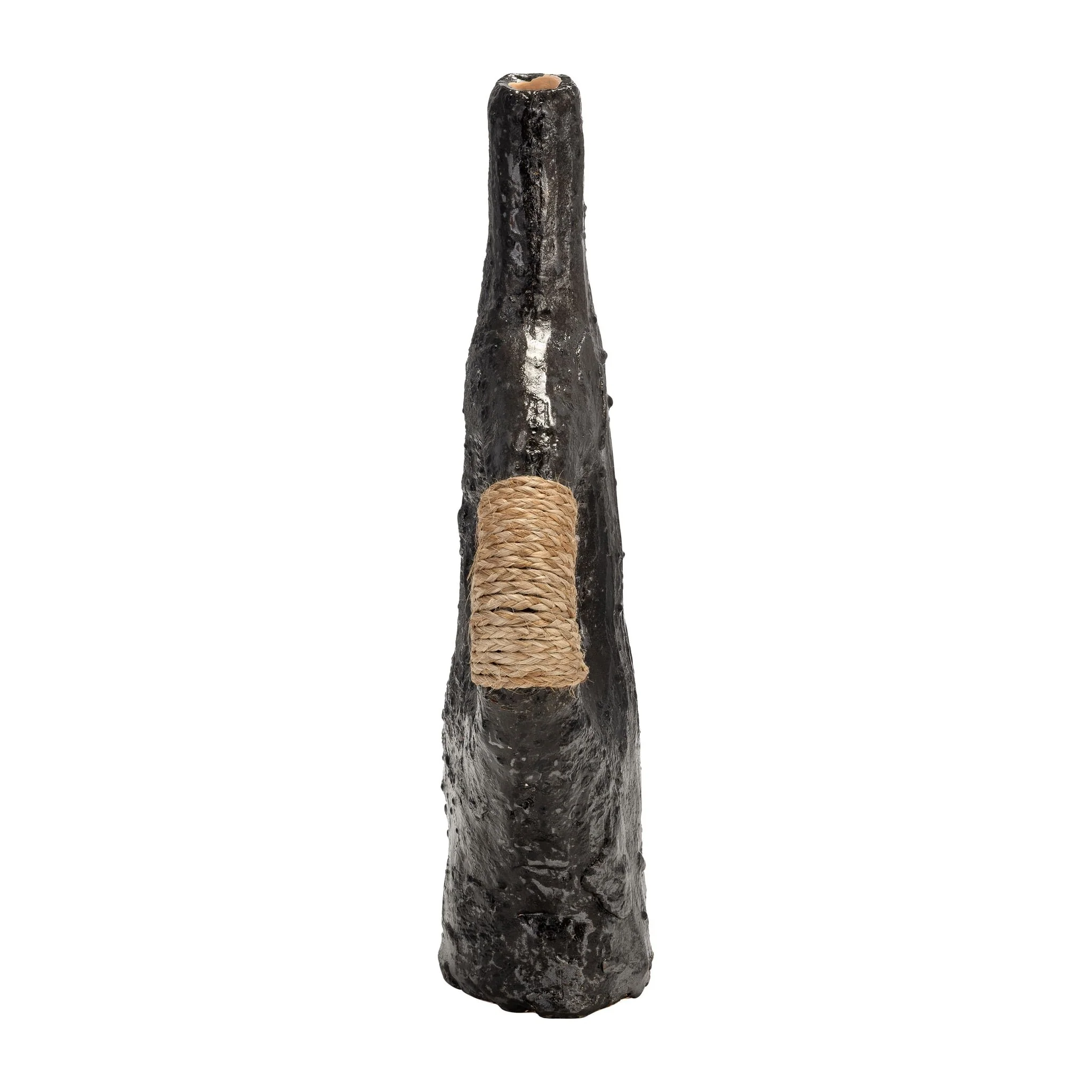Terracotta 14"h, Double Handle W/twine Vase, Blk - Image 3