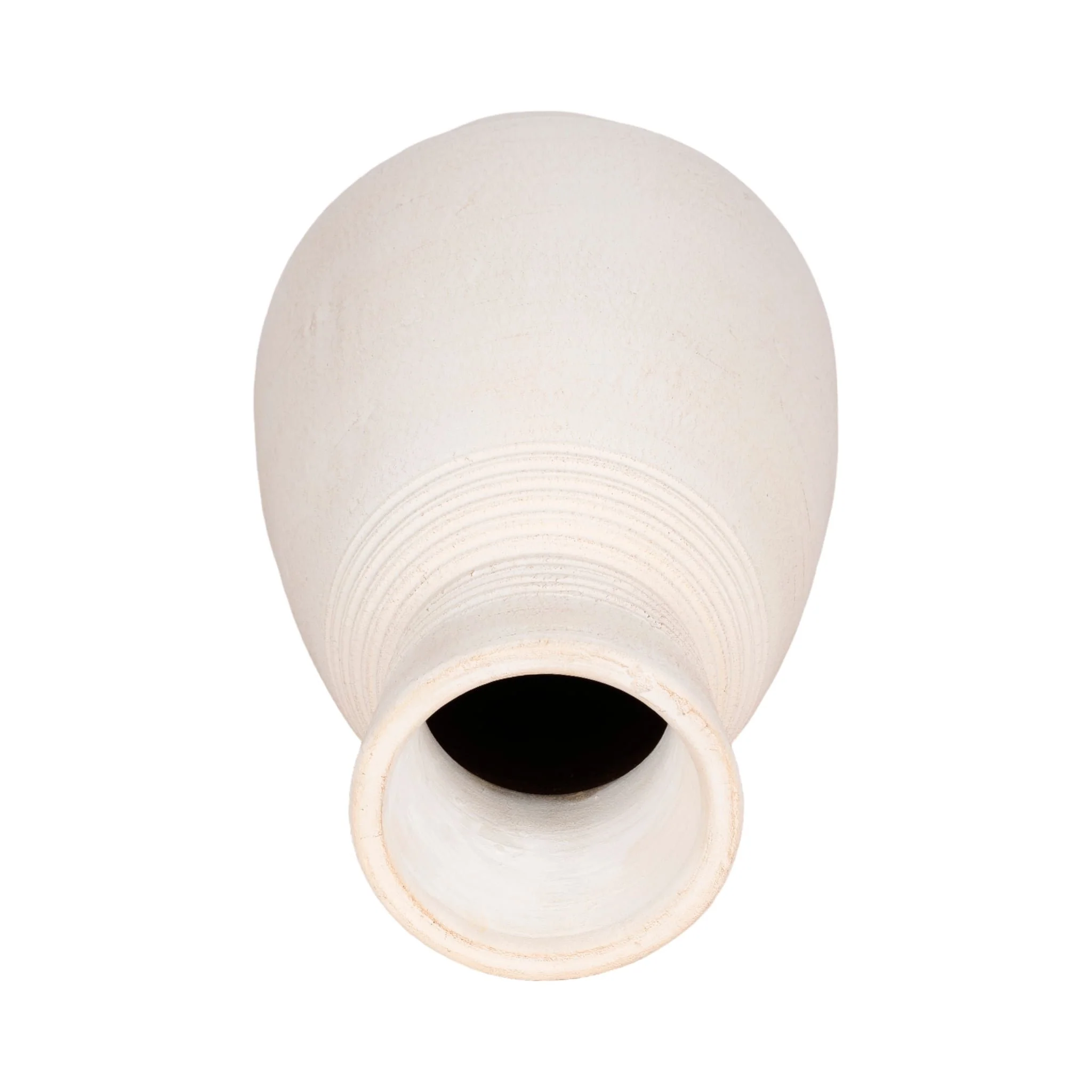 Terracotta, 15" Vase With Ring At Neck, Ivory - Image 5