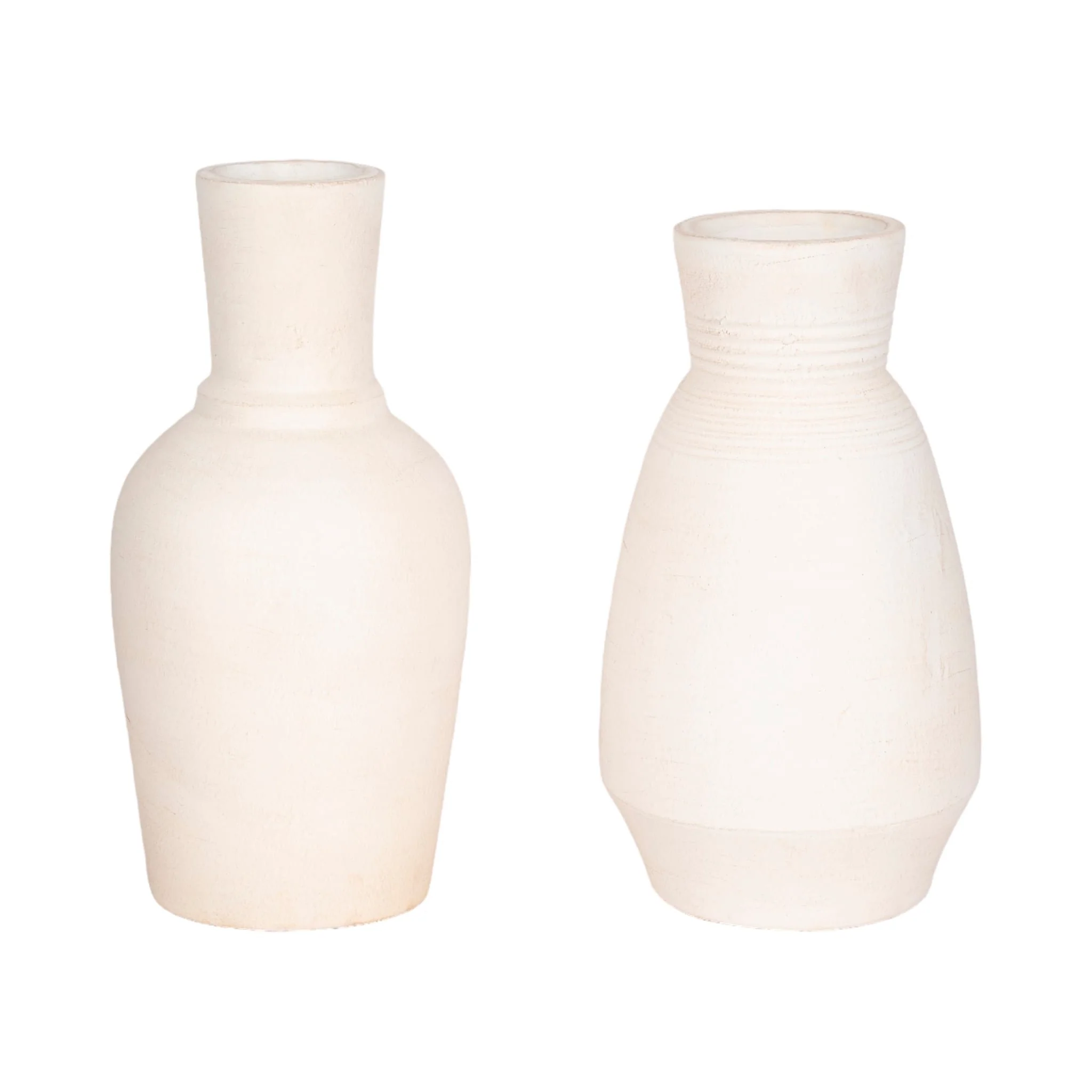 Terracotta, 15" Vase With Ring At Neck, Ivory - Image 7
