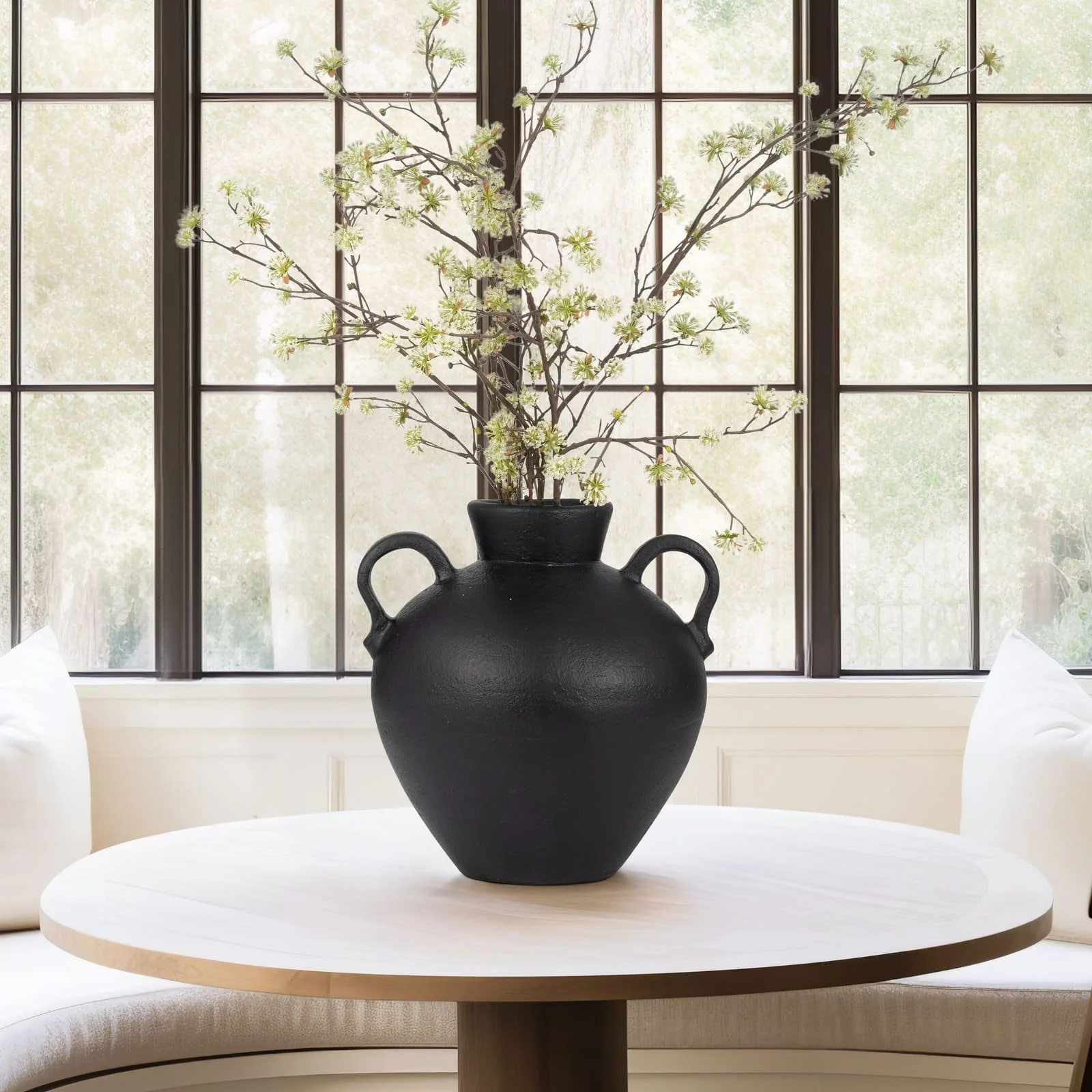 Terracotta, 16" Organic Jug With 2 Handles, Black - Image 11