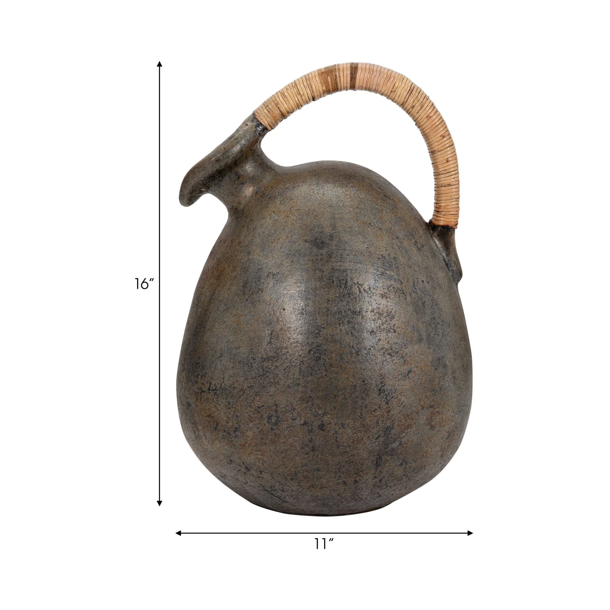 Terracotta, 16" Rustic Jug W/ Woven Handle, Multi - Image 9