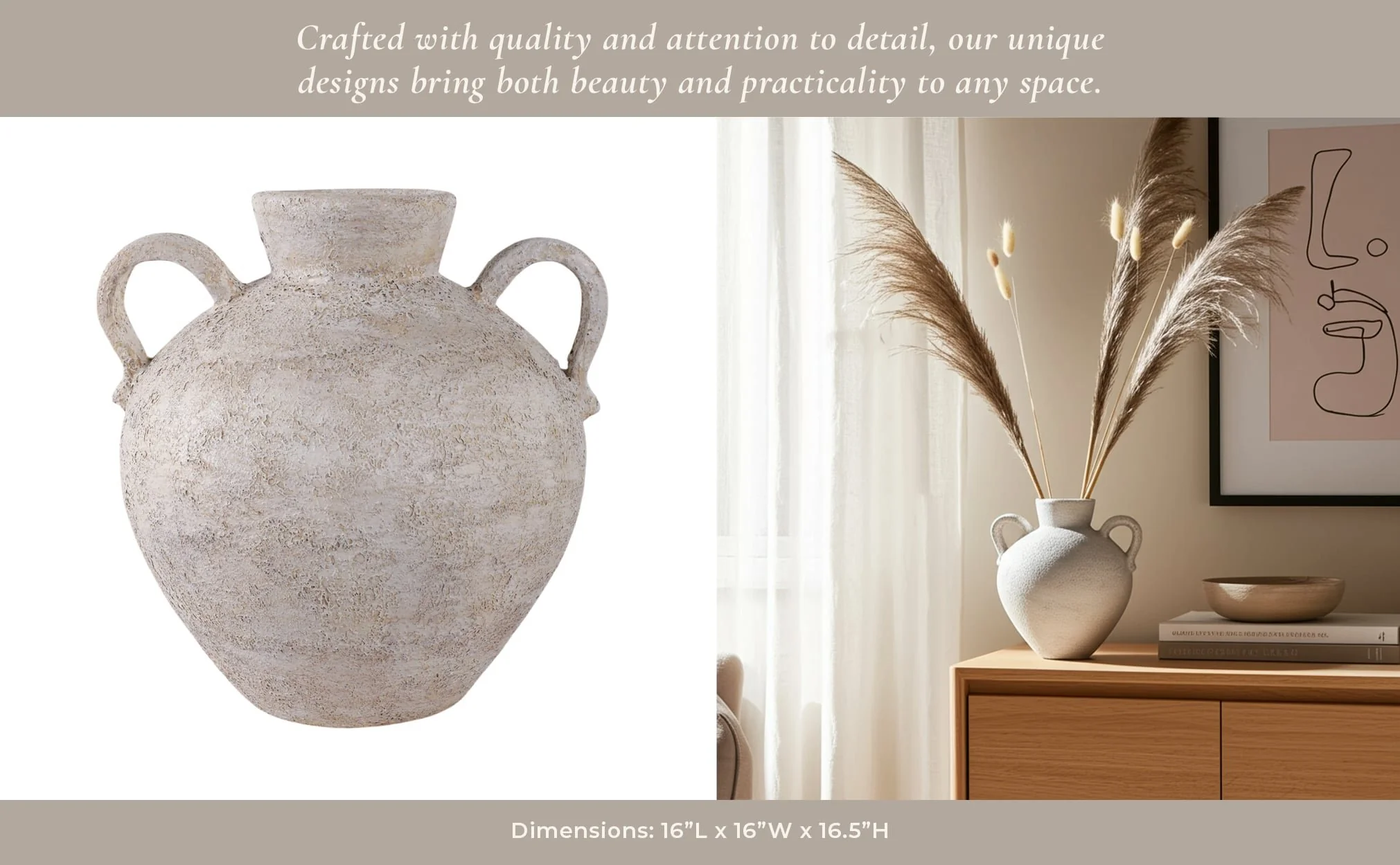 Terracotta, 17" Organic Jug With Handles, Ivory - Image 12