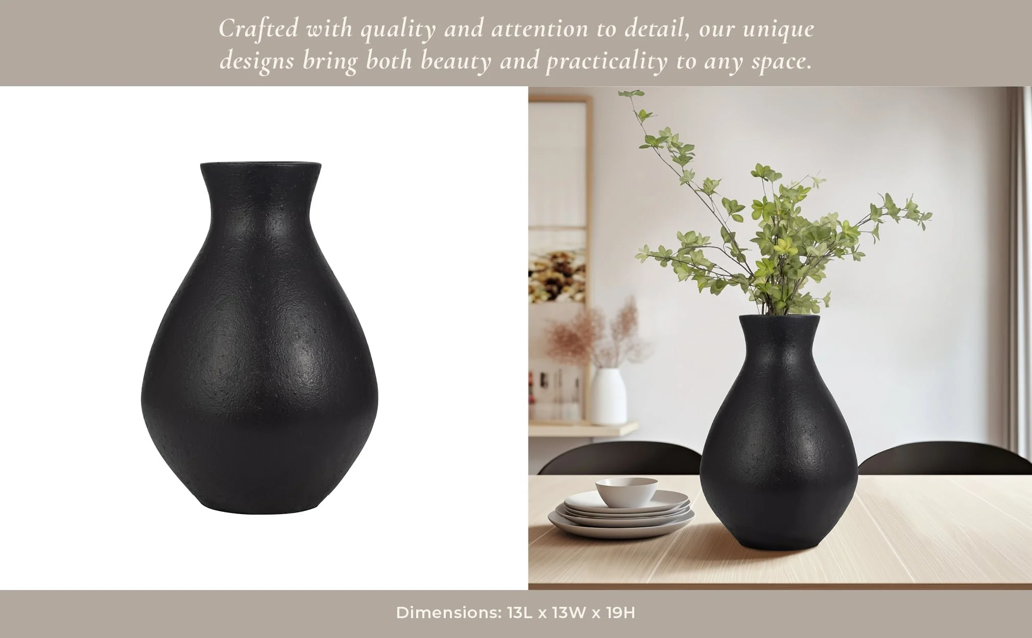 Terracotta, 18" Organic Vase, Black - Image 11
