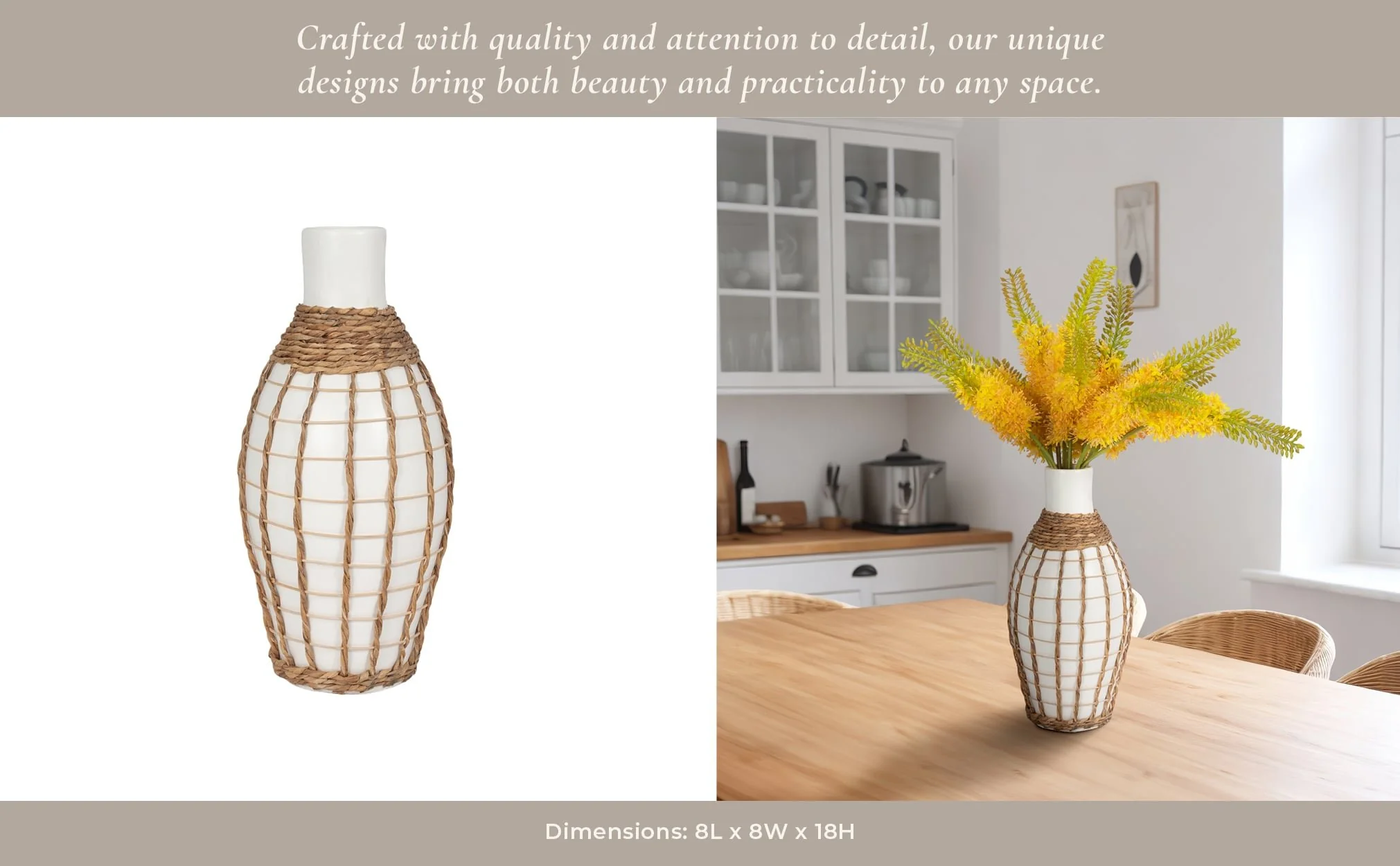 Terracotta, 18"h Bottle Vase, White/brown - Image 10