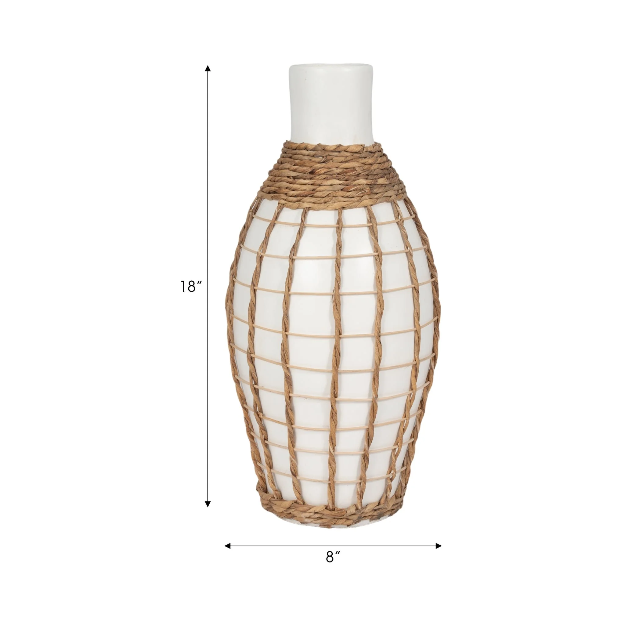 Terracotta, 18"h Bottle Vase, White/brown - Image 7