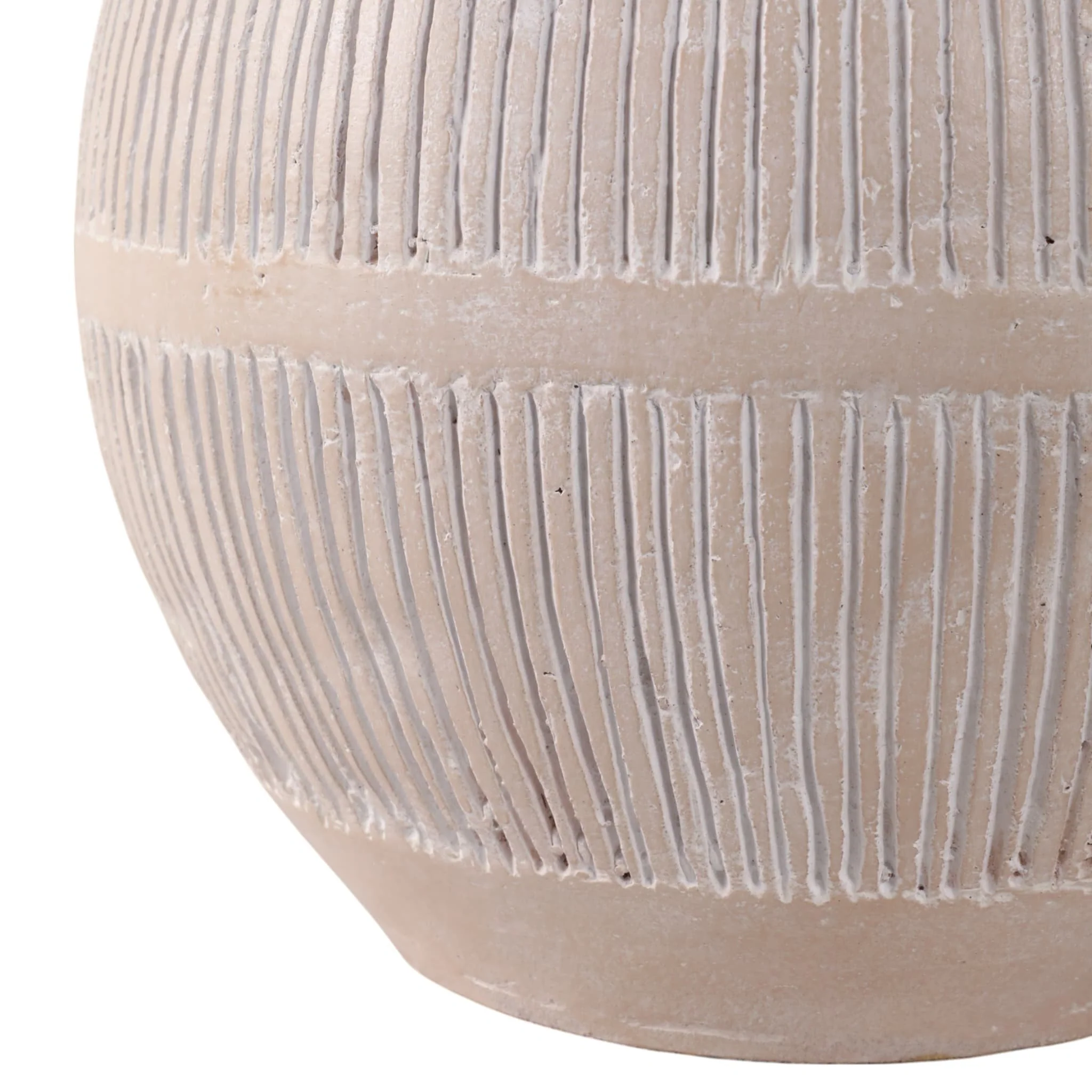 Terracotta, 19" Organic Vase With Lines, Ivory - Image 5