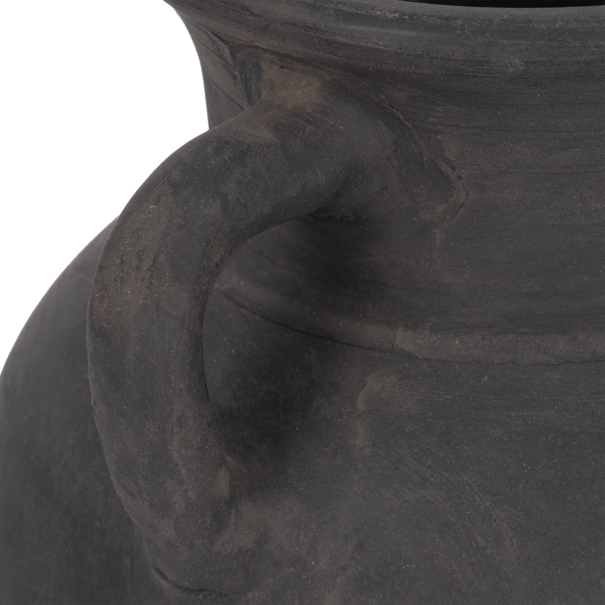 Terracotta, 9" Vase With Handles, Black - Image 5