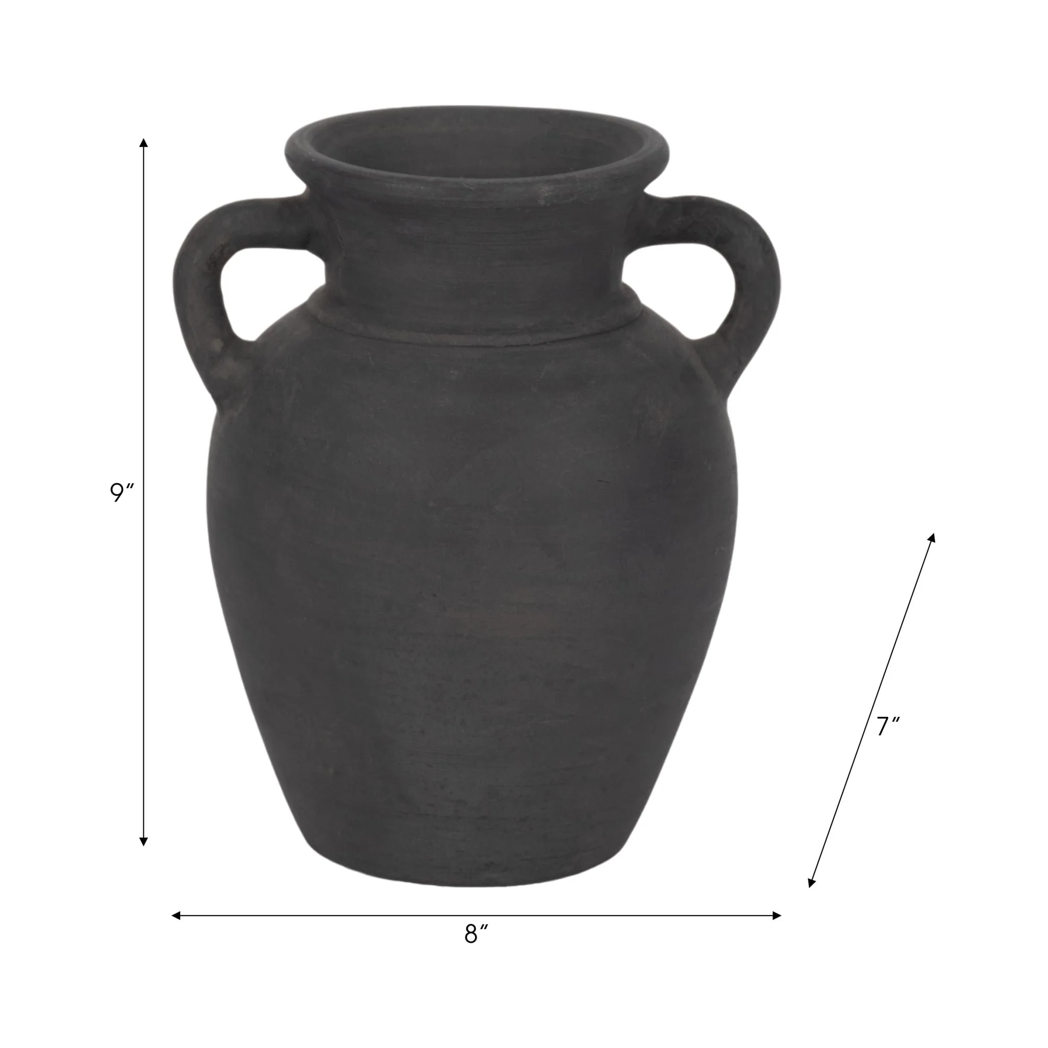 Terracotta, 9" Vase With Handles, Black - Image 8
