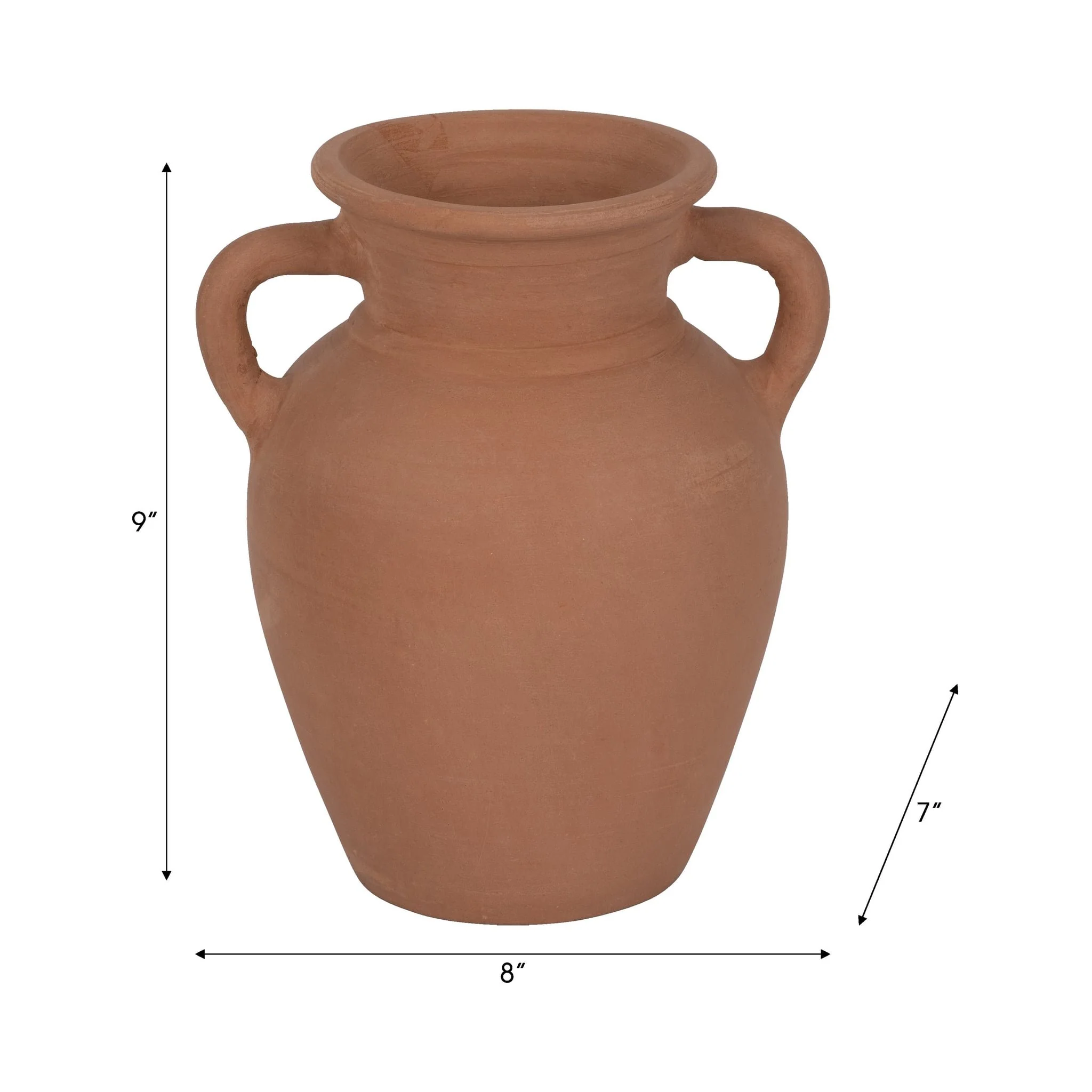 Terracotta, 9" Vase With Handles, Natural - Image 9