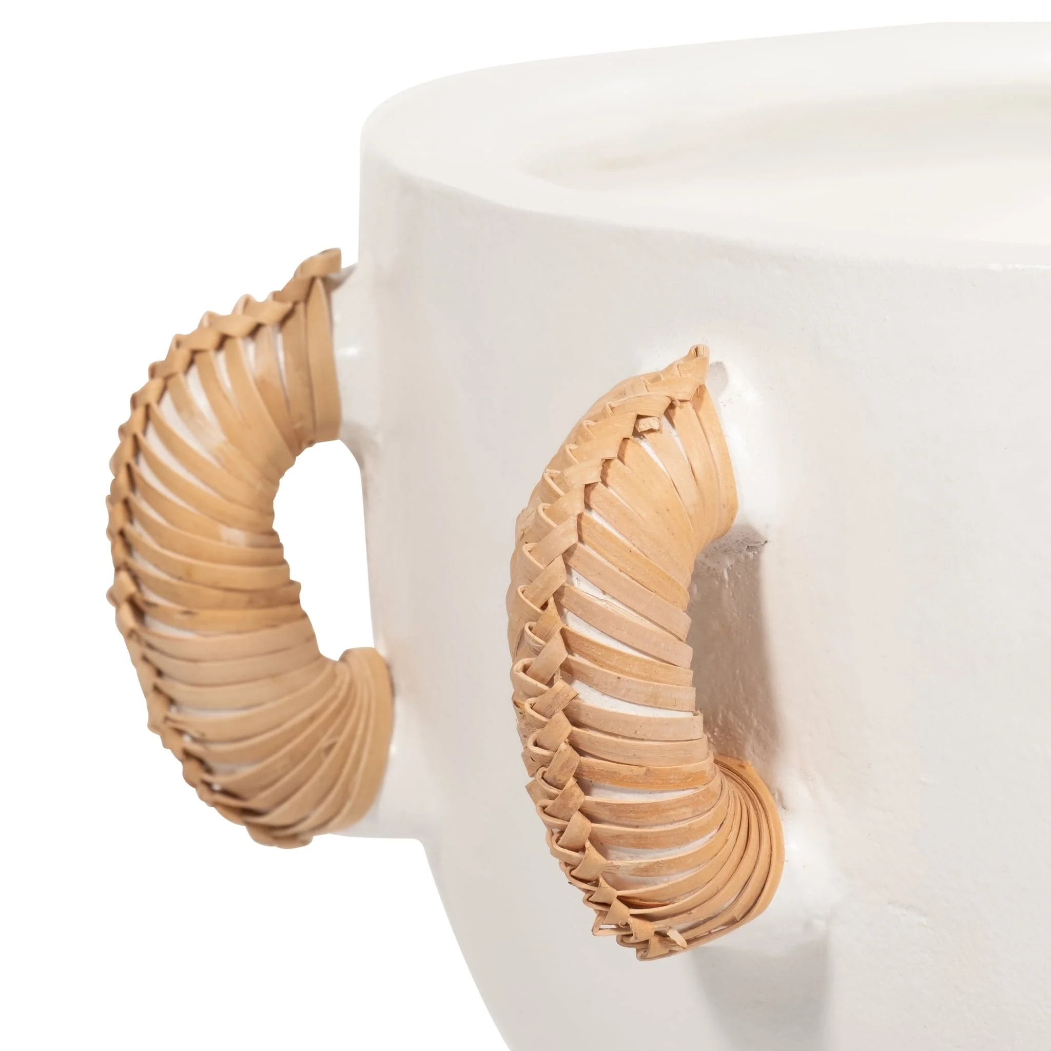 Terracotta, 9"h Eared Bowl On Stand Vase, White - Image 4
