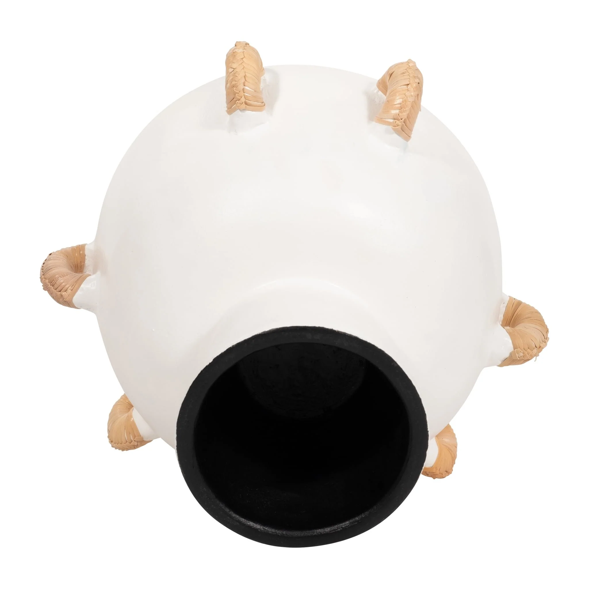 Terracotta, 9"h Eared Bowl On Stand Vase, White - Image 6