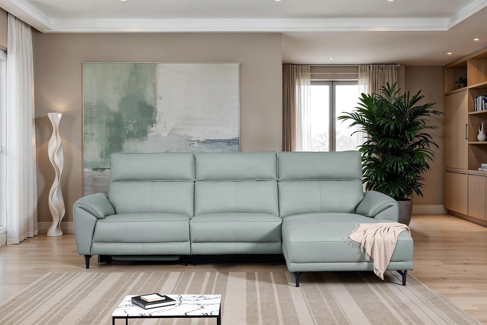 Themis Power Sectional, Right Chaise, Pale Blue - Image 2