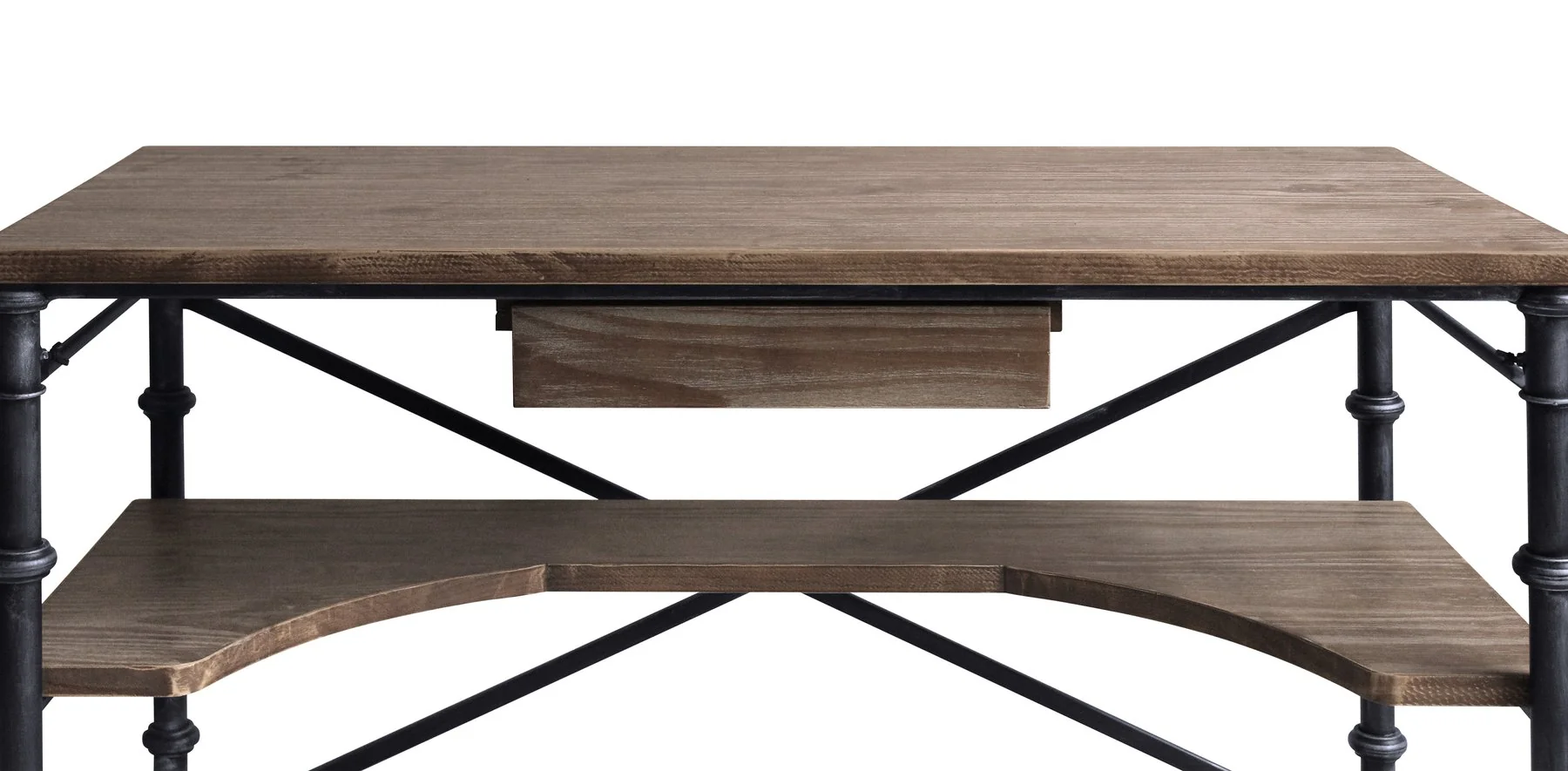 Theo Industrial Desk in Industrial Gray and Pine Wood Top - Image 5